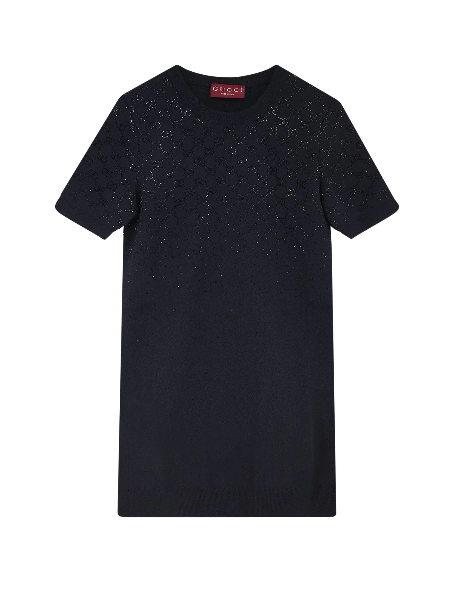 Short Wool Dress With Gg Crystals - 1