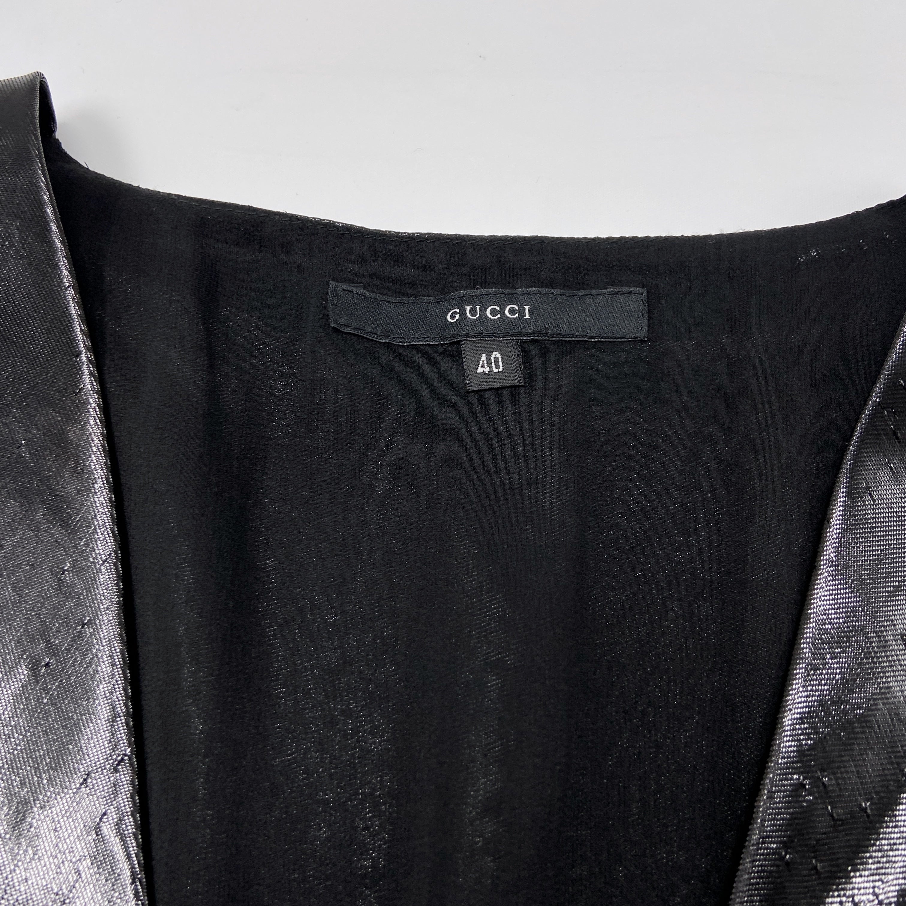 Gucci Fall 2000 Tom Ford Iconic Runway Plunging Neckline Black Silk Dress 40 - 8