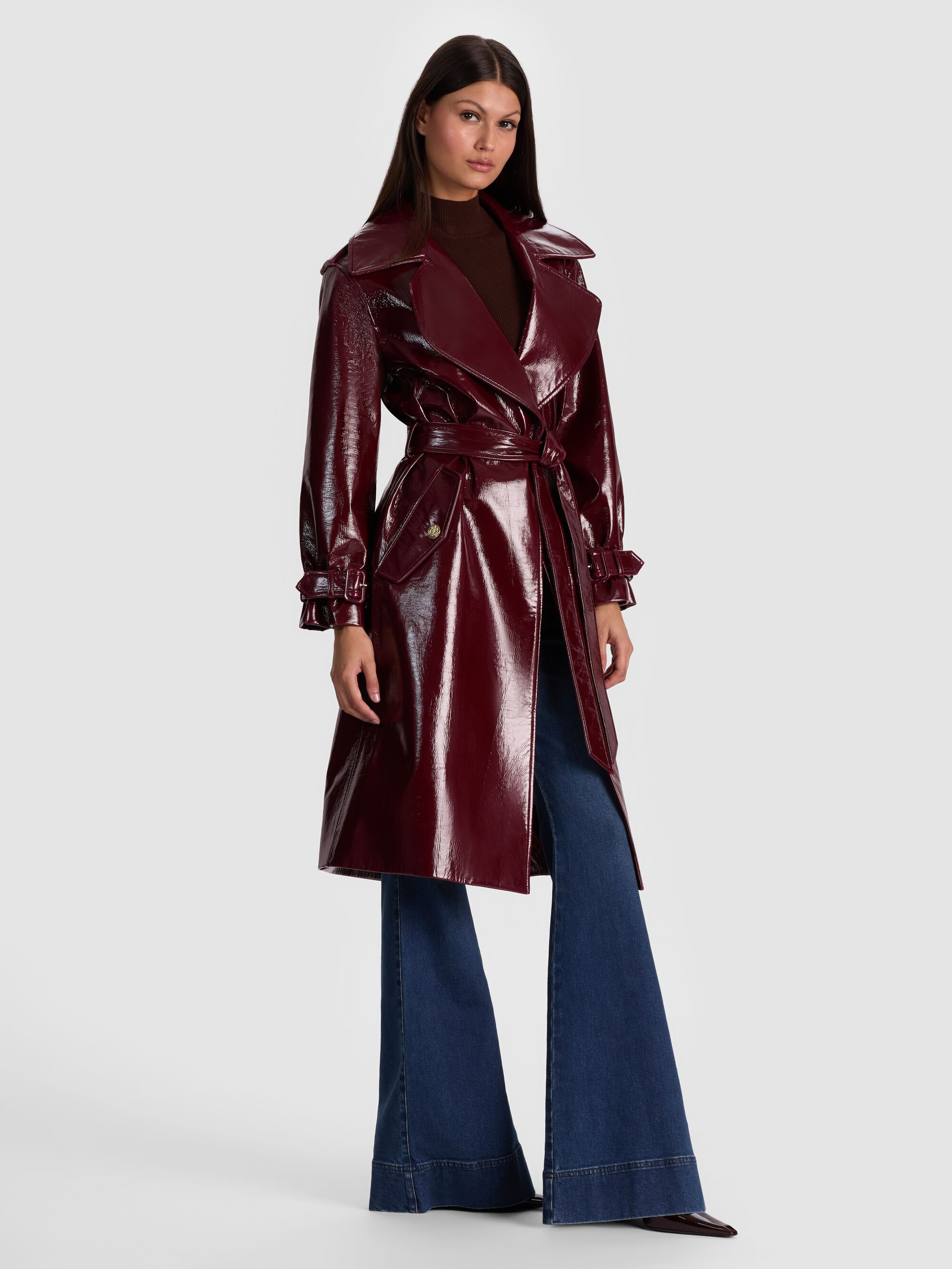 NEVADA VEGAN LEATHER TRENCH COAT - 2