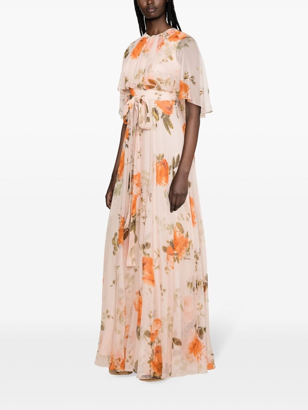 floral-print silk maxi dress - 3