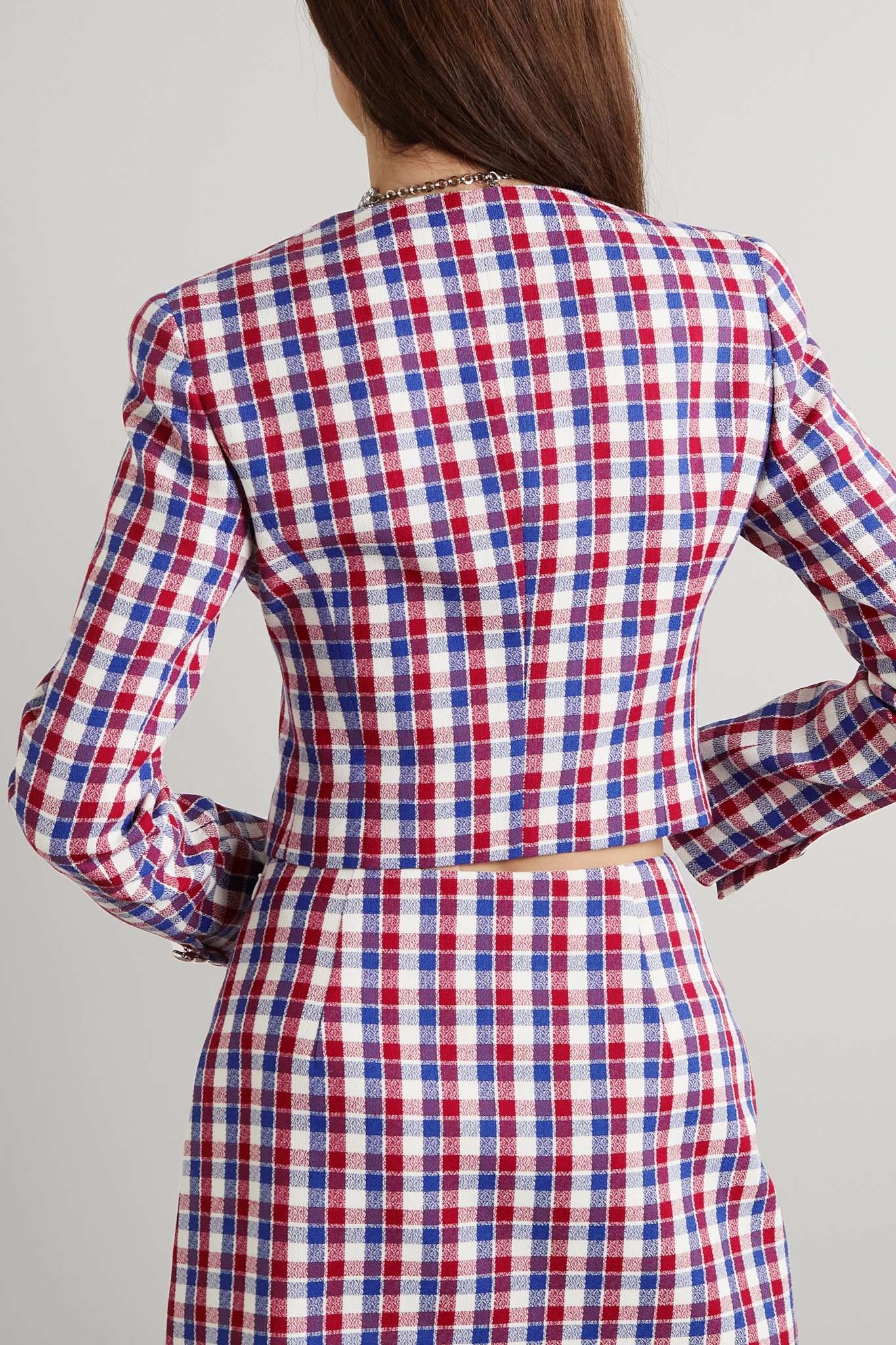Cropped checked tweed jacket - 4