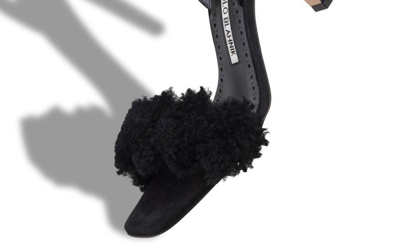 검정 Suede Shearling 손질 샌들 4