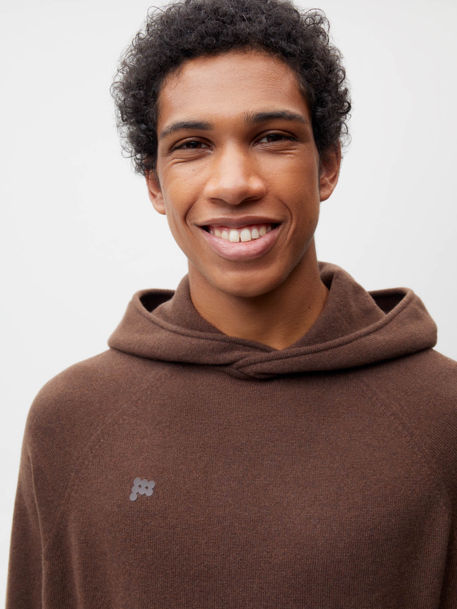 Mens Recycled Cashmere Hoodie - Chestnut Brown - 3