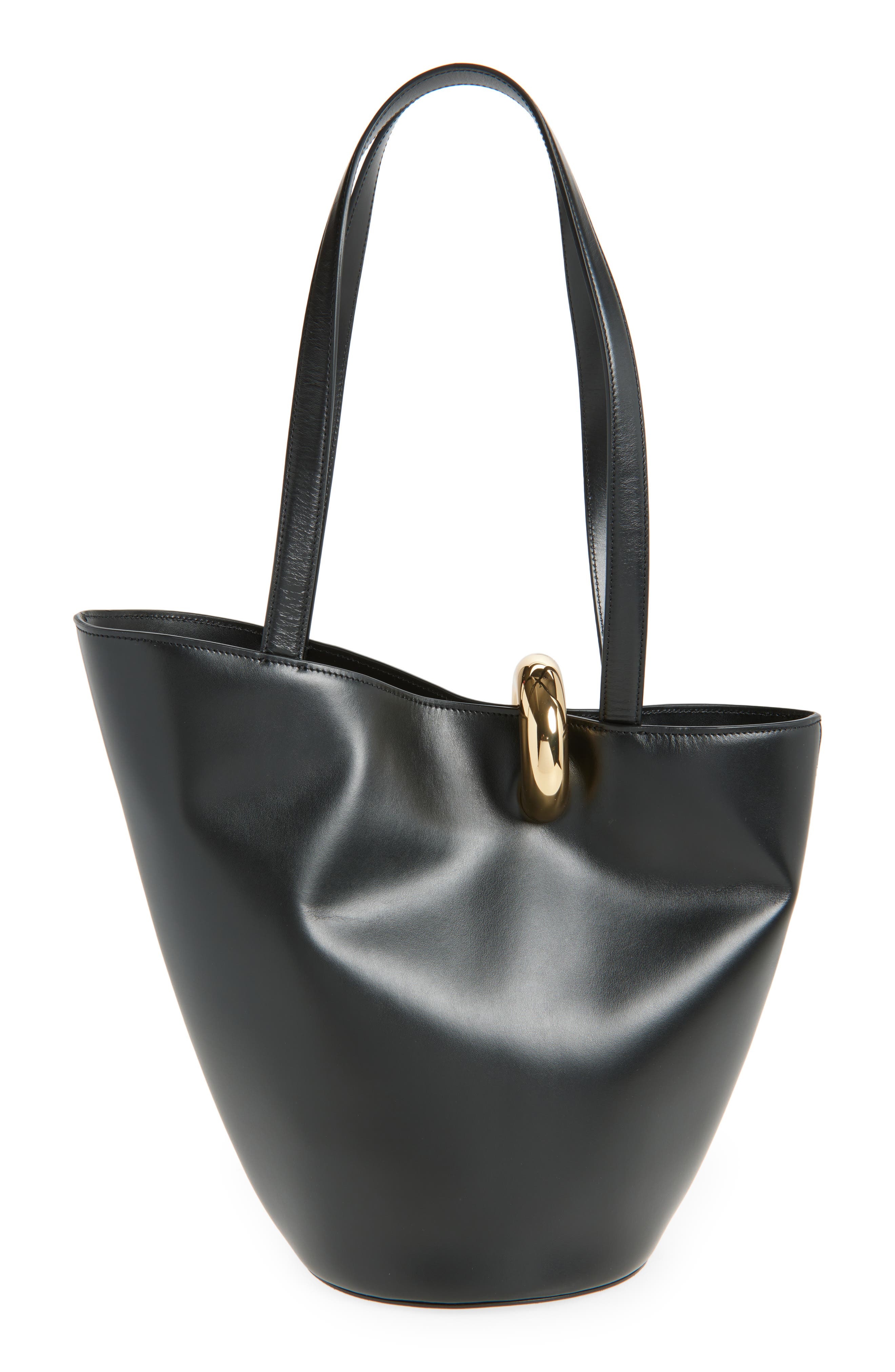 Jacquemus The Medium Bambola Asymmetric Leather Bucket Bag in Black 990 at Nordstrom - 4