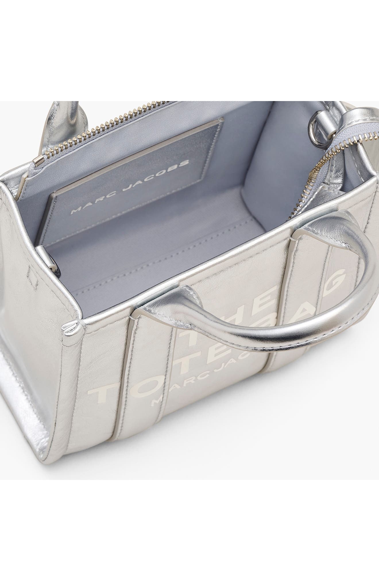 Marc Jacobs The Crossbody Metallic Leather Tote in Metallic Silver at Nordstrom - 7