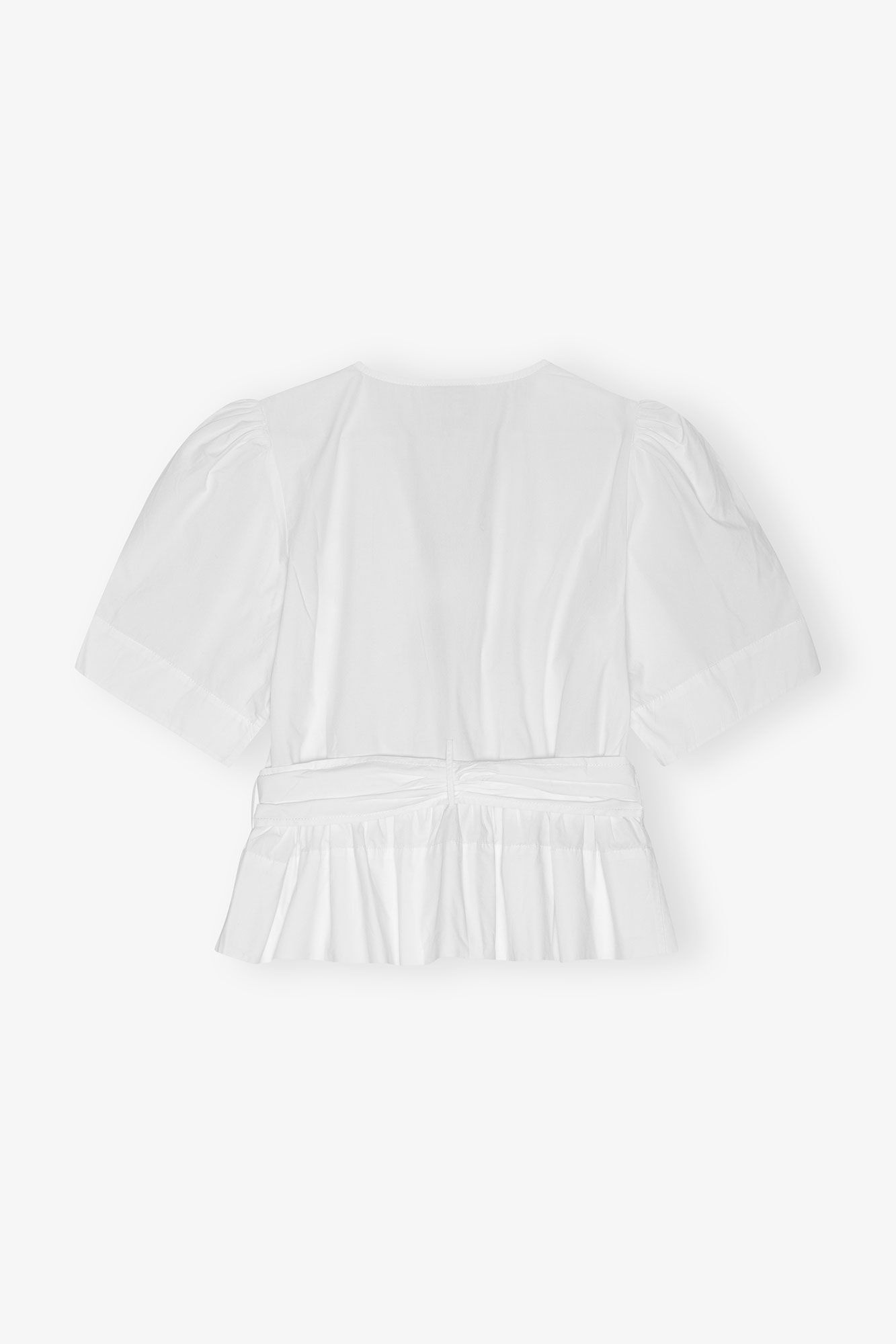 WHITE WASHED STRETCH COTTON TIE STRAP BLOUSE - 7