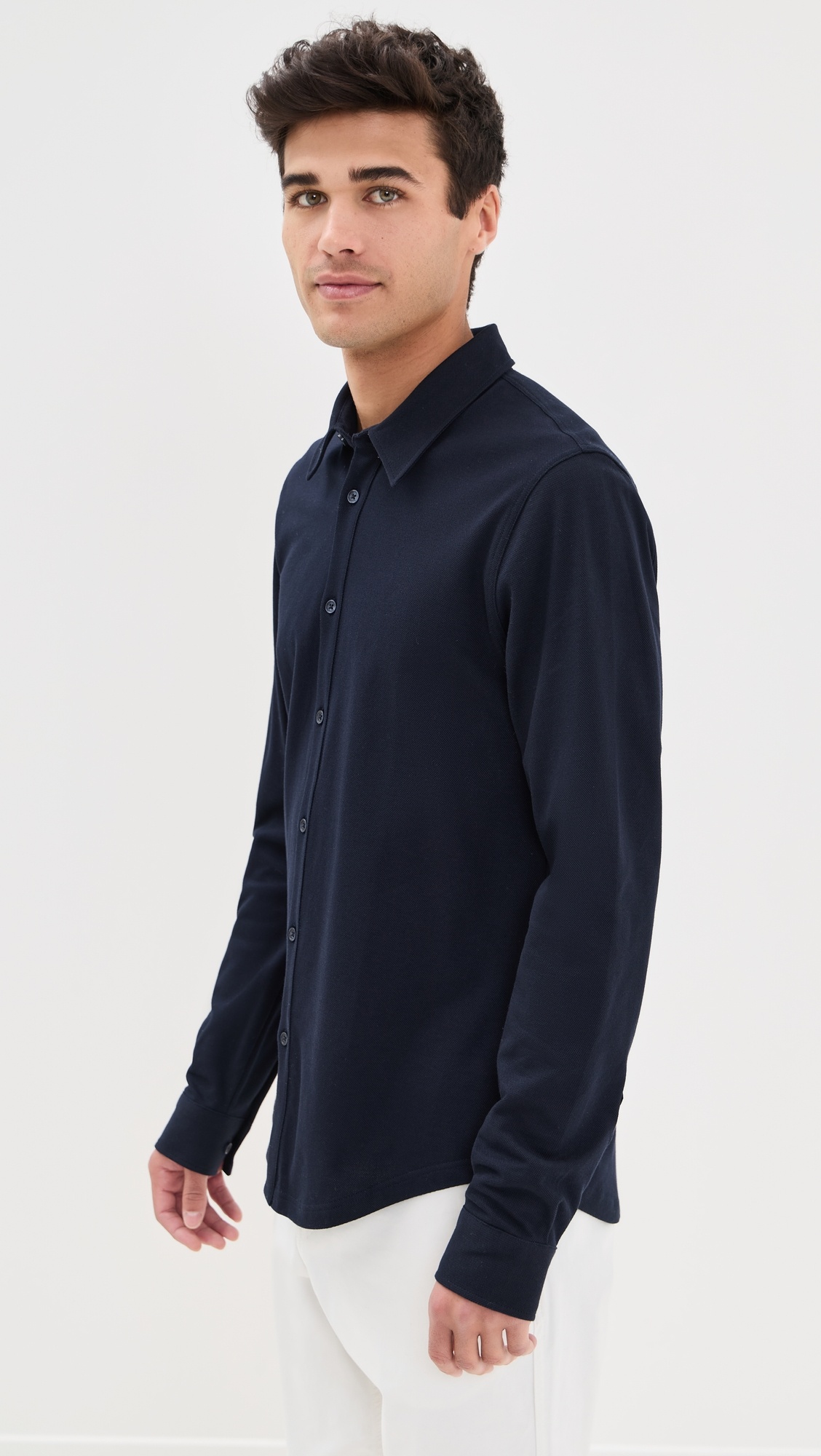 Giles Pique Knit Button Down - 3