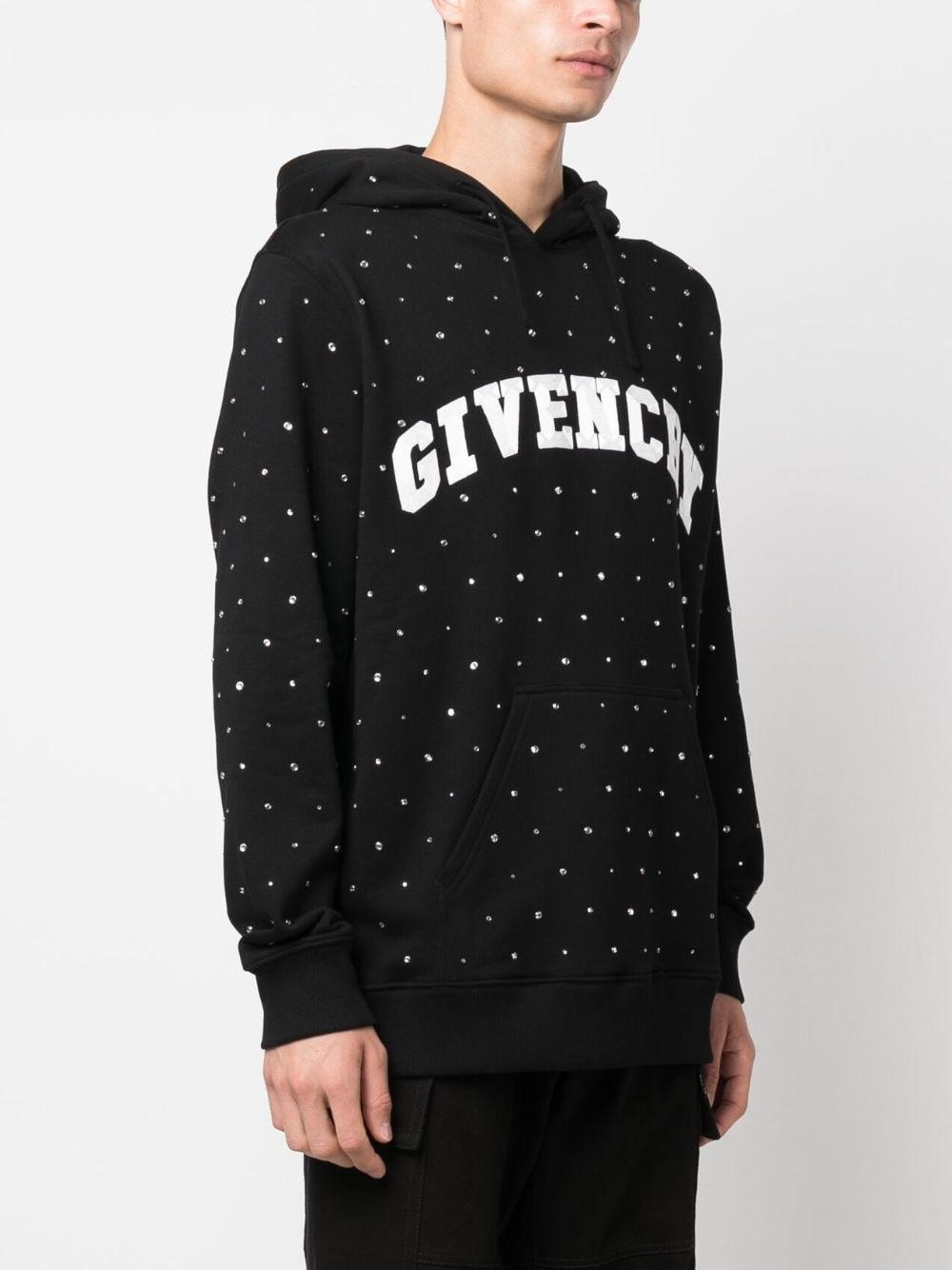logo-print rhinestone-embellished hoodie - 3