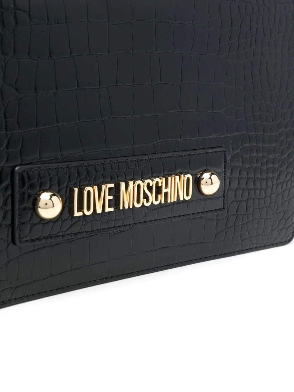 logo-embellished croc-effect shoulder bag - 4