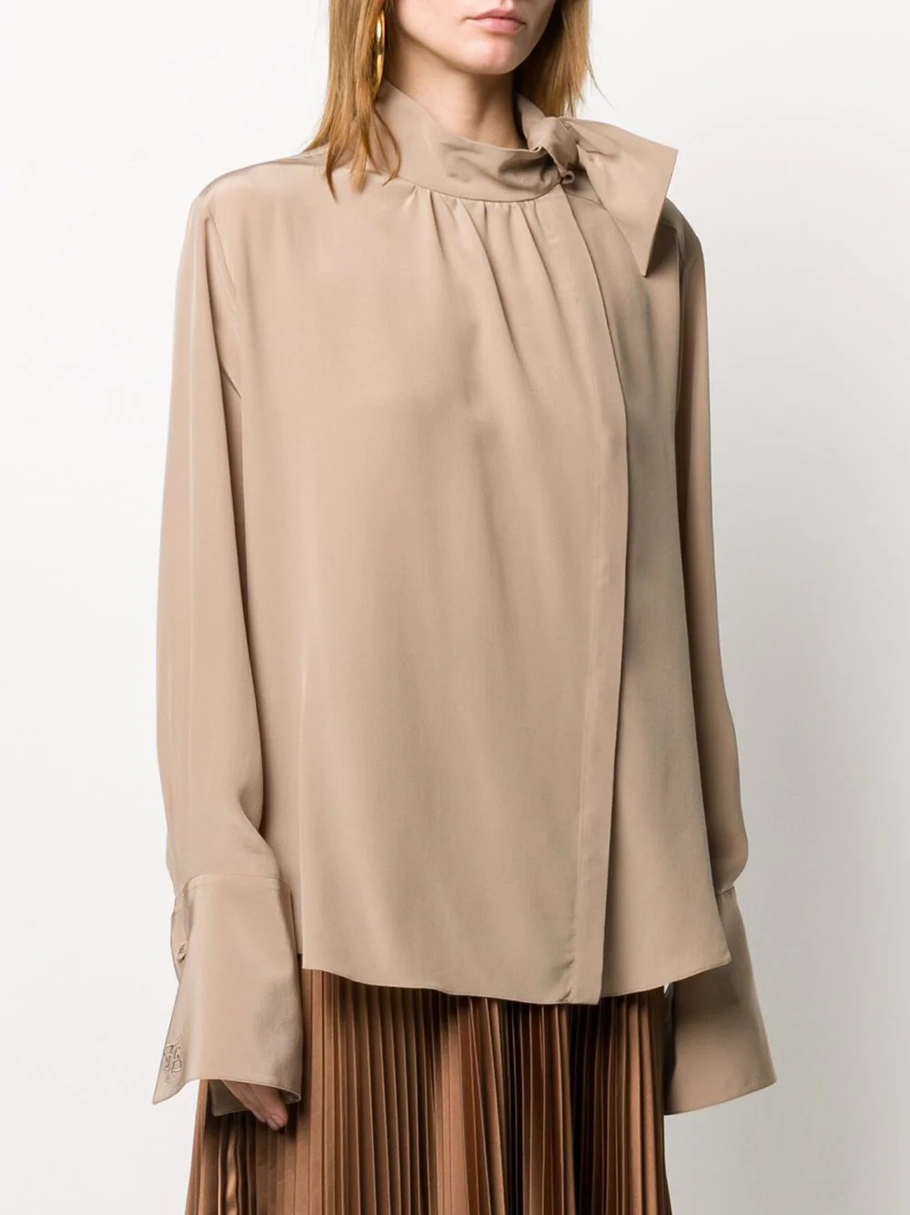 tie-neck wrap blouse - 3