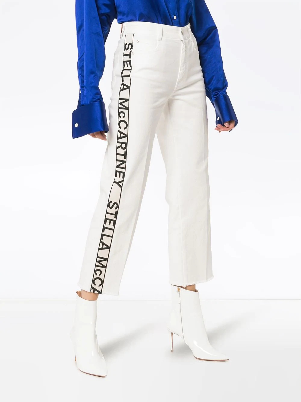 logo strip cropped jeans - 3