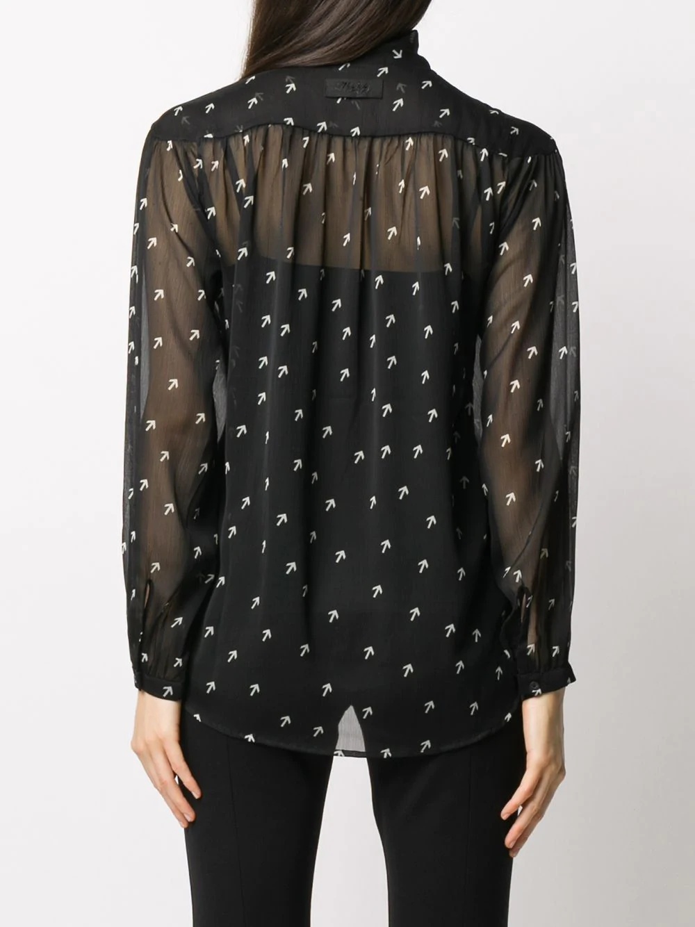 arrow print sheer blouse - 4