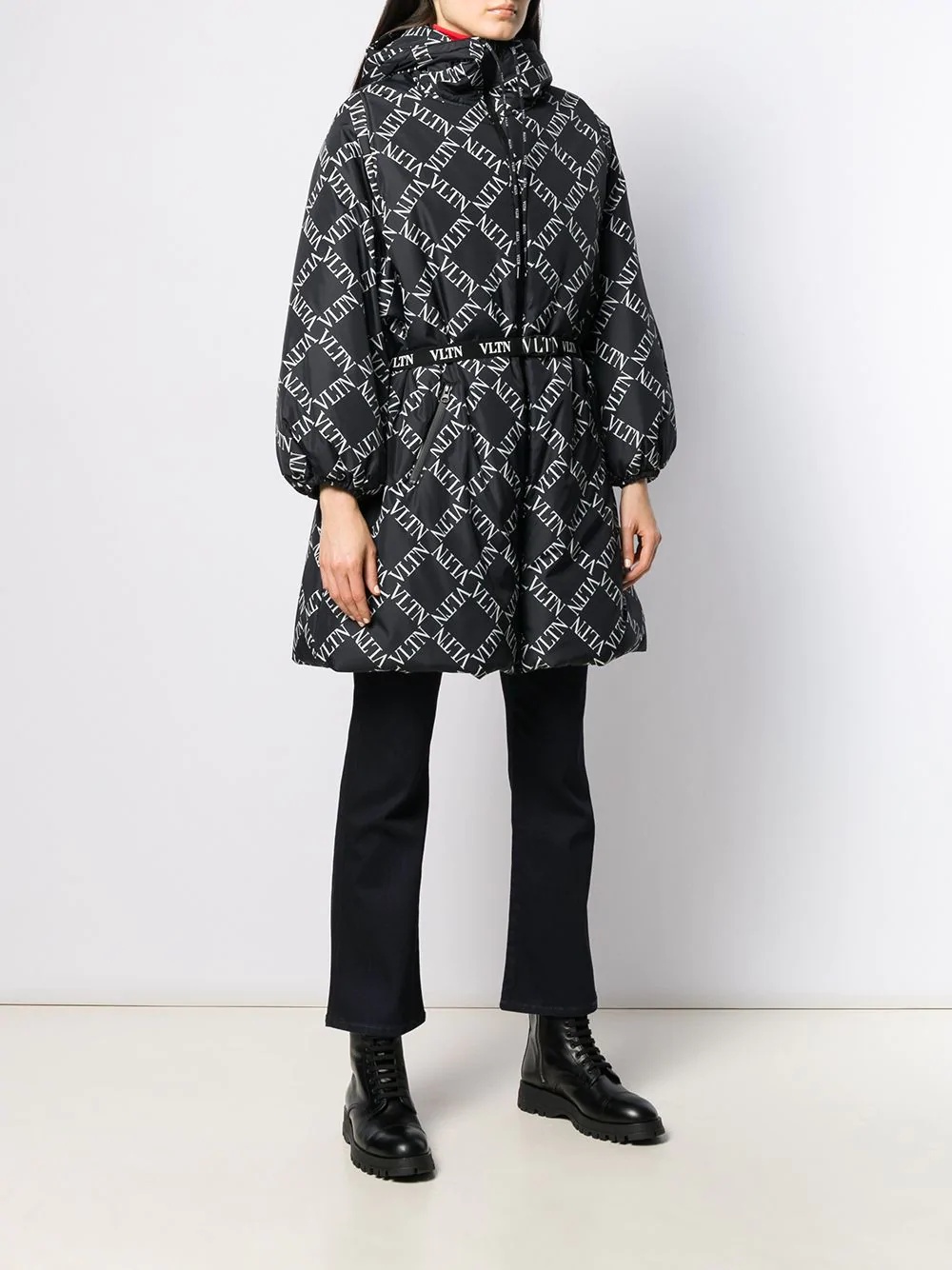 logo print padded coat - 3