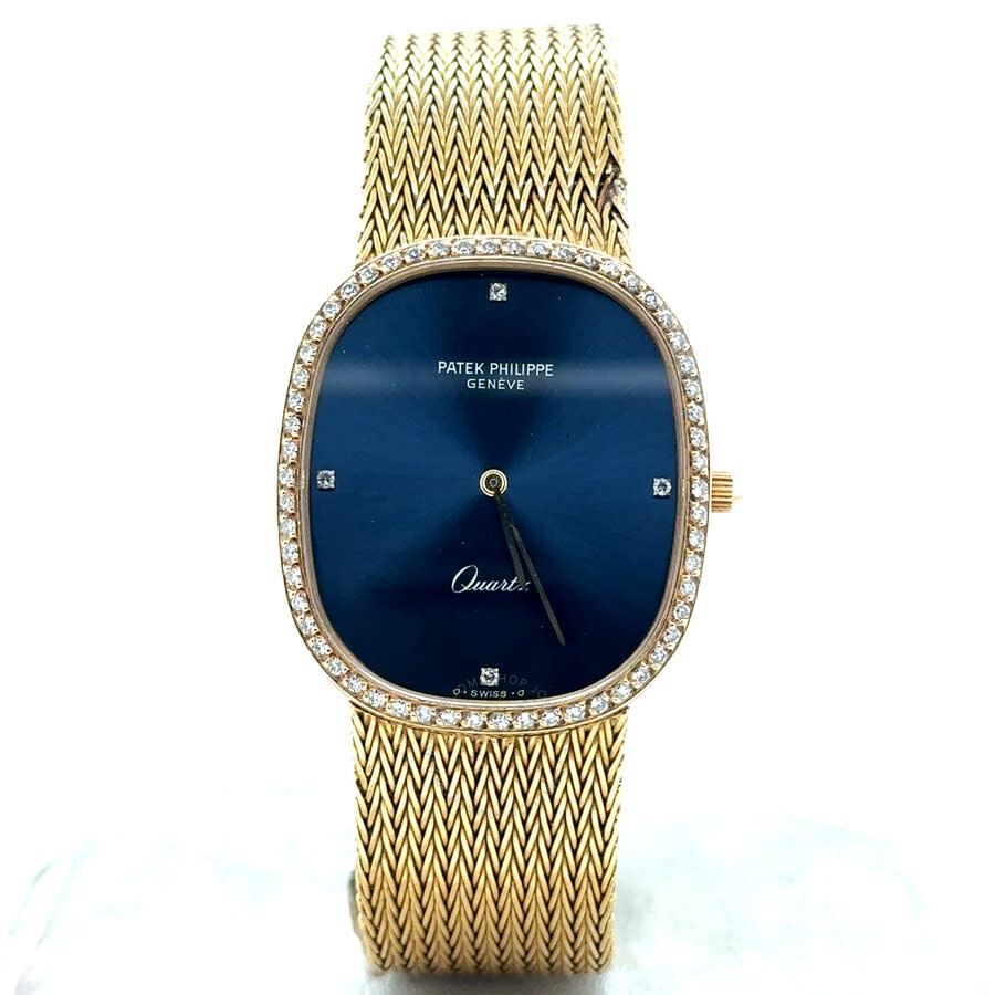Pre-owned Patek Philippe Ellipse Quartz Diamond Blue Dial Ladies Watch 3875/1J - 1