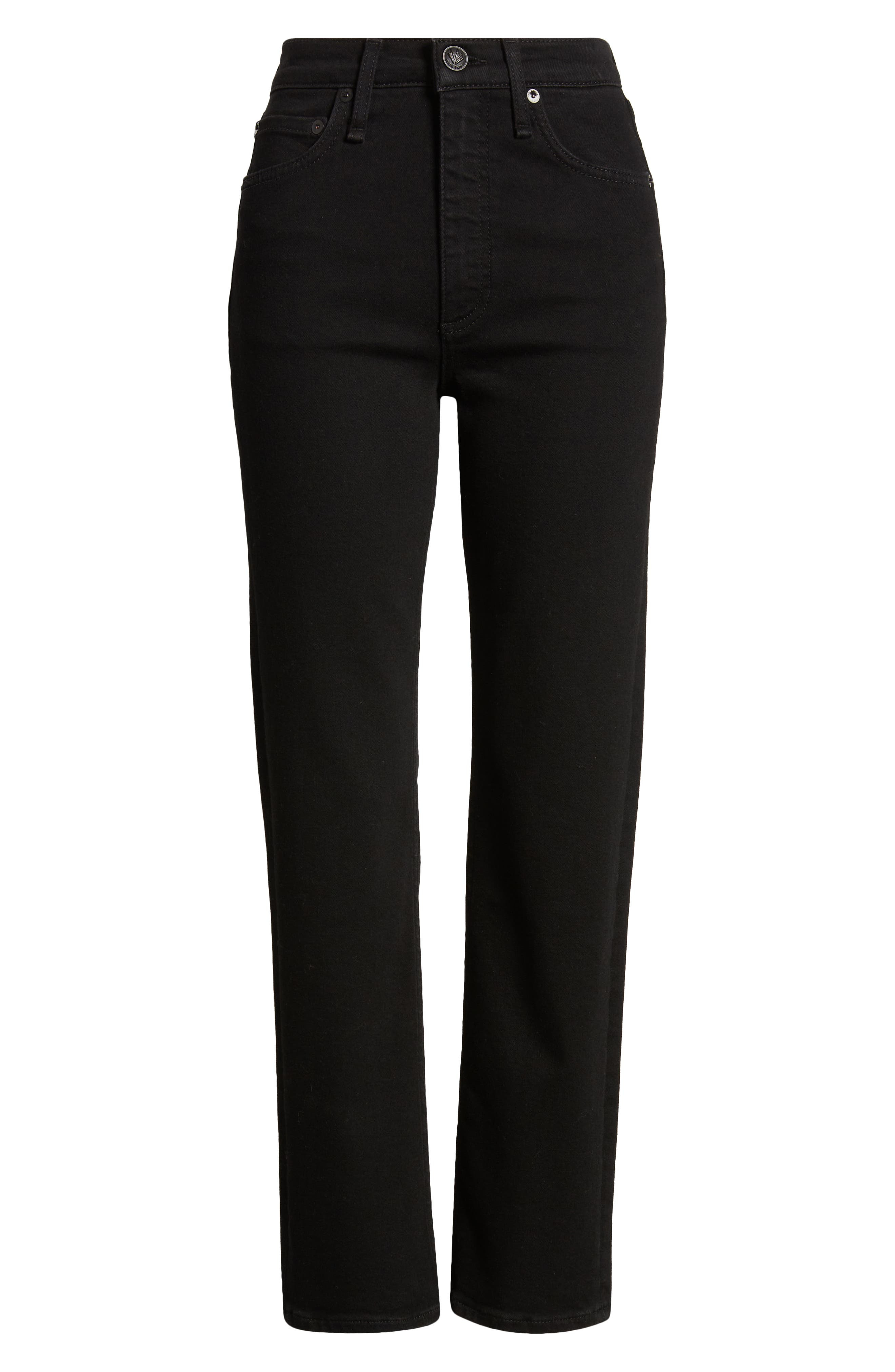 rag & bone Flexi Harlow Mid Rise Ankle Straight Leg Jeans in Black at Nordstrom - 5