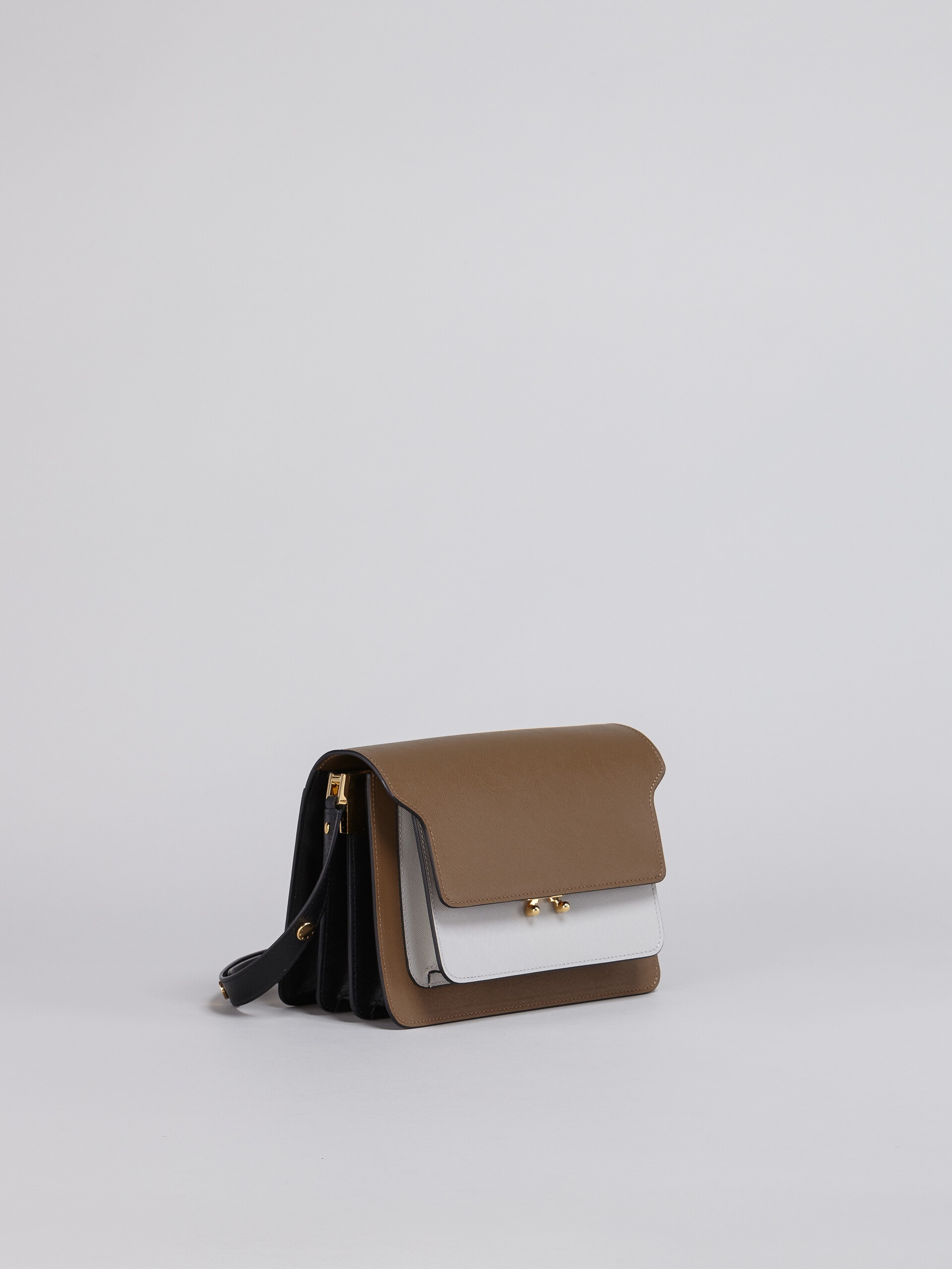 TRUNK MEDIUM BAG IN BROWN GREY AND BLACK SAFFIANO LEATHER - 5