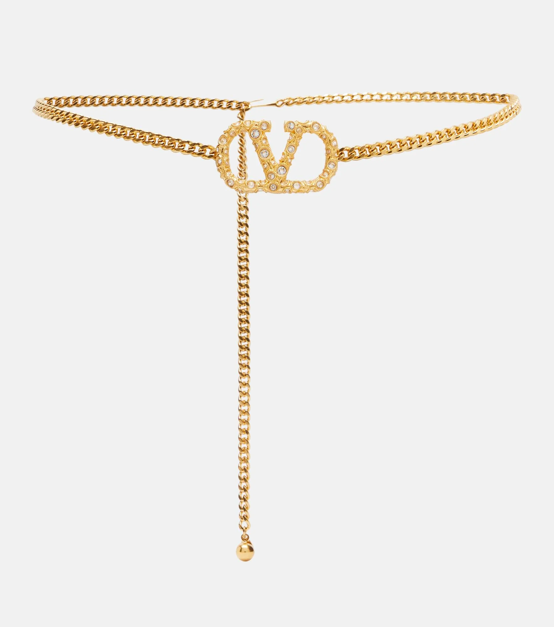 VLogo crystal-embellished belt - 1