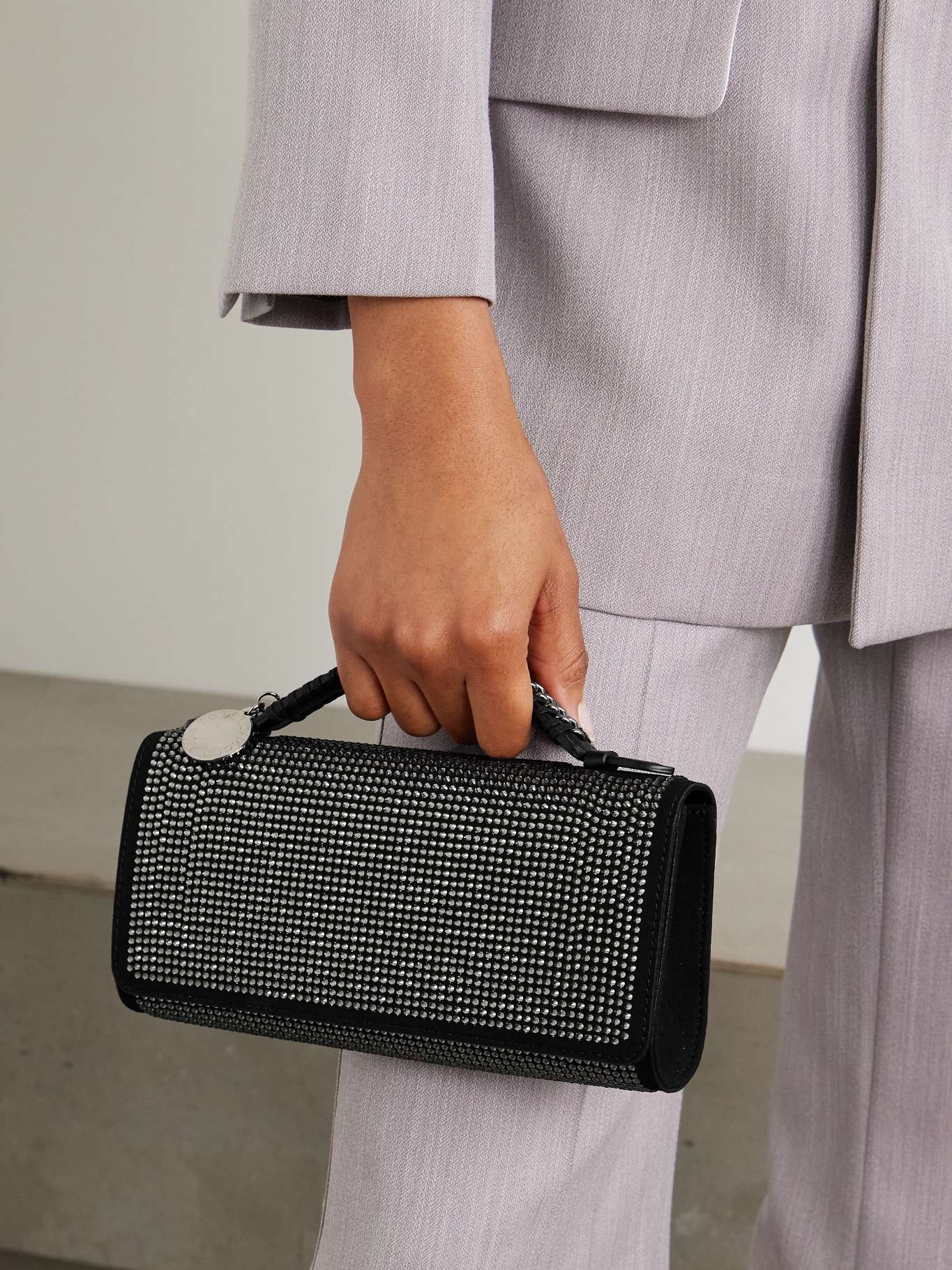 Falabella crystal-embellished clutch Black - 2