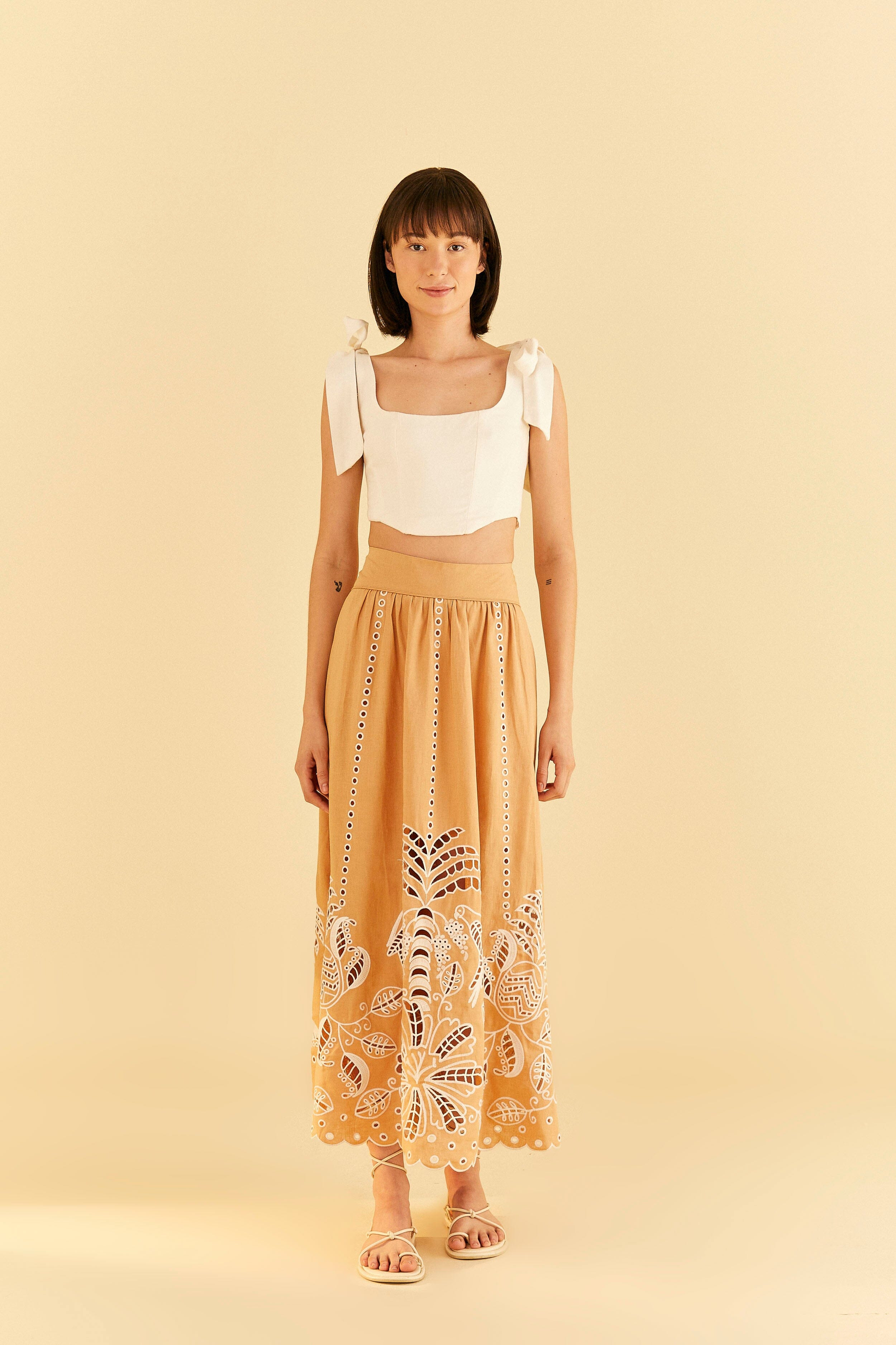 Sand Richelieu Midi Skirt - 2