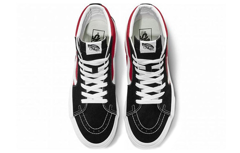 Vans Vans SK8-HI Sidewall Logo Black Racing Red Suede Skate Shoes 'Black Racing Red' VN0A4BV6SXX outlook