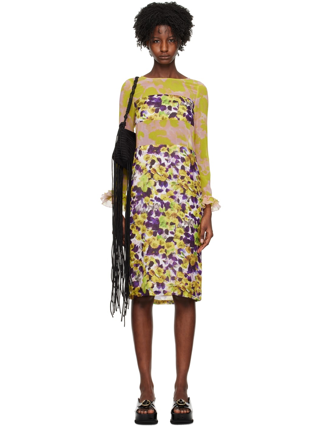 Yellow & Purple Dire Midi Dress - 1