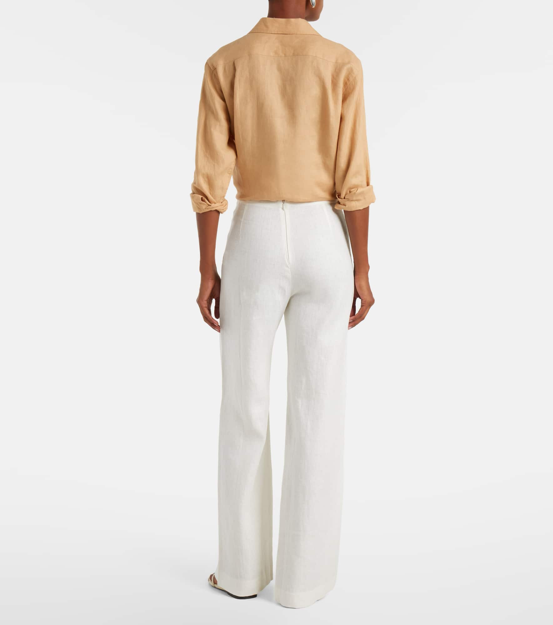 Ilride high-rise linen straight pants - 3