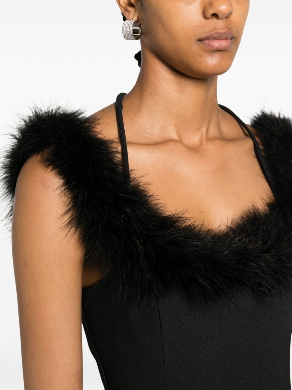 feather-trim midi dress - 5