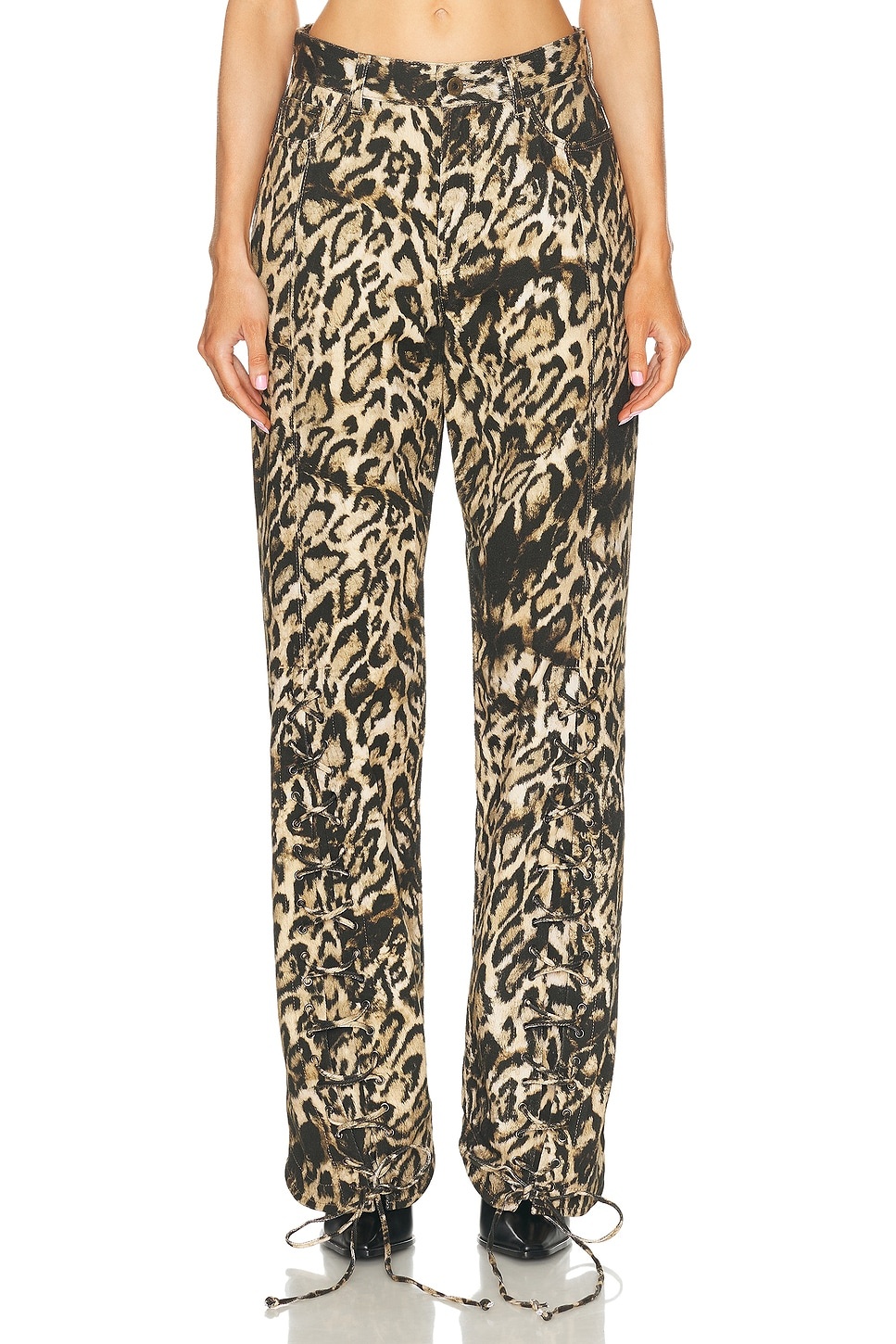 Denim Pant With Lacing Detail - 1