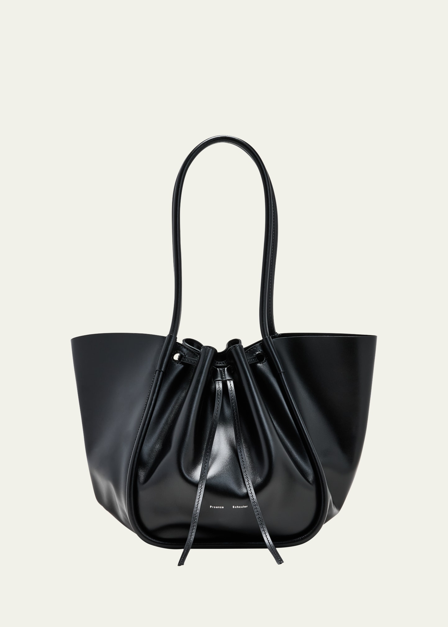 Large Ruched Calf Leather Tote Bag - 1