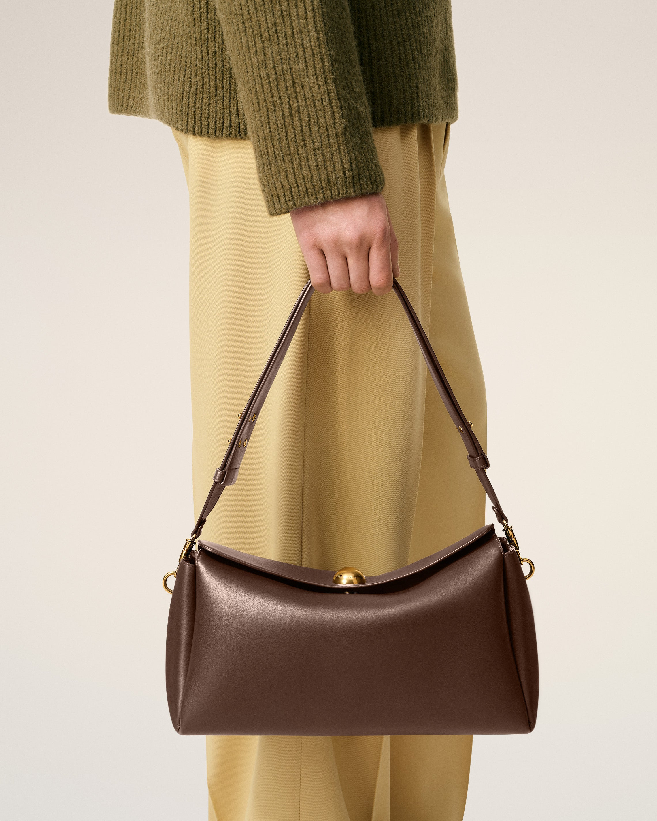 BROWN SMOOTH LEATHER CARROUSEL MEDIUM BAG - 2