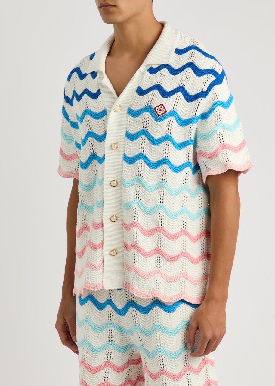 Casablanca Wave-intarsia Cotton Shirt - 2