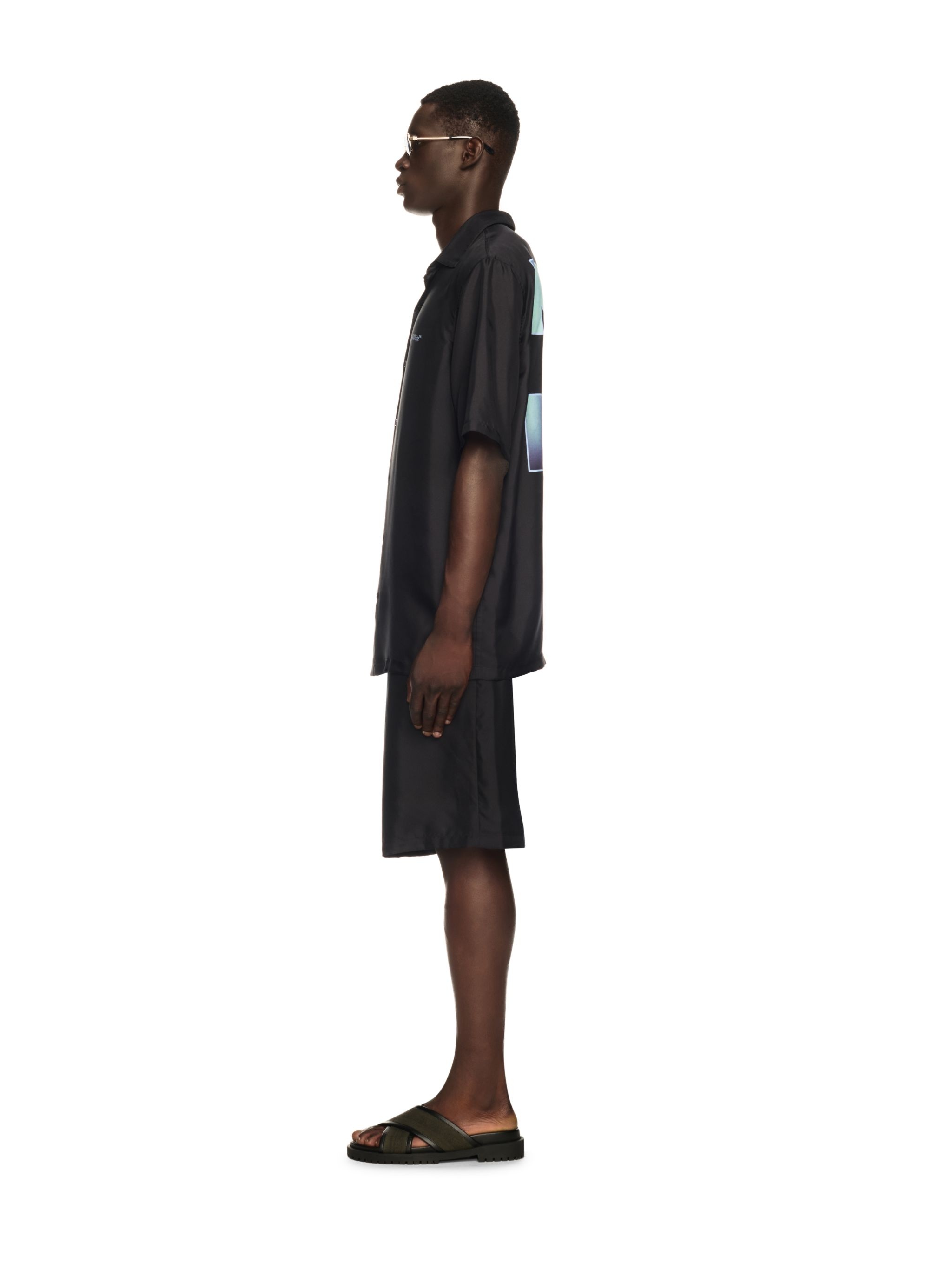 Black Barber Arrow Silk Bowling Shirt - 3