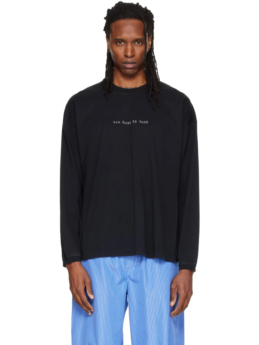 Black 'Too Busy To Fuck' Longsleeve T-shirt - 1