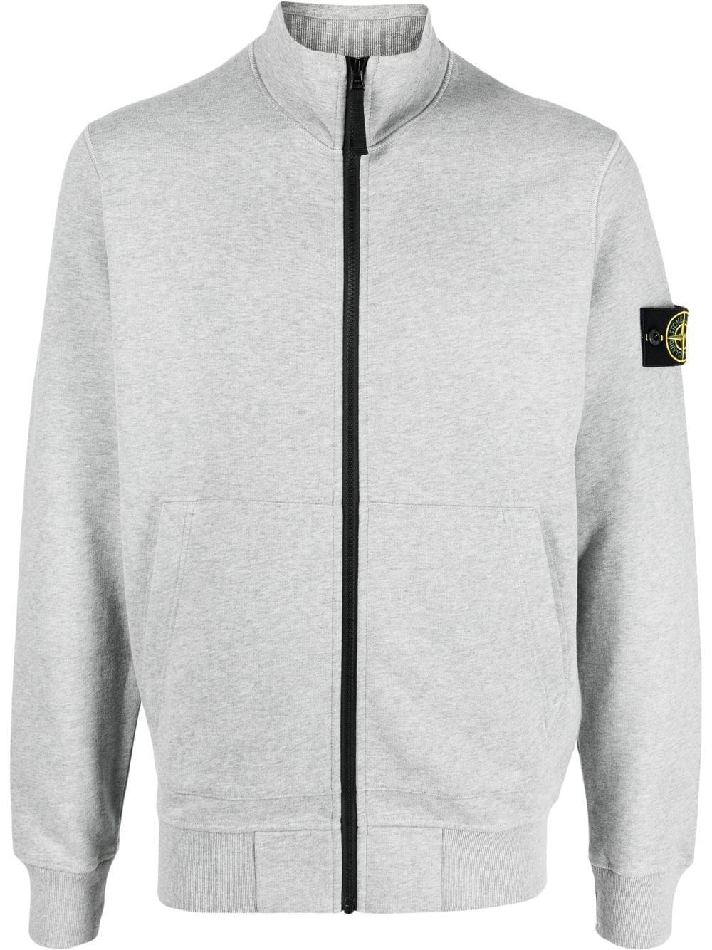 Compass-patch zip-up sweatshirt - 1