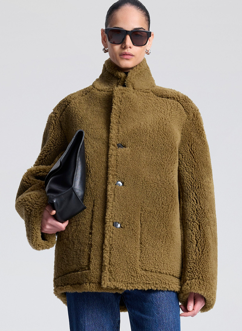 Ruth Glossy Leather and Shearling Reversible Coat 3