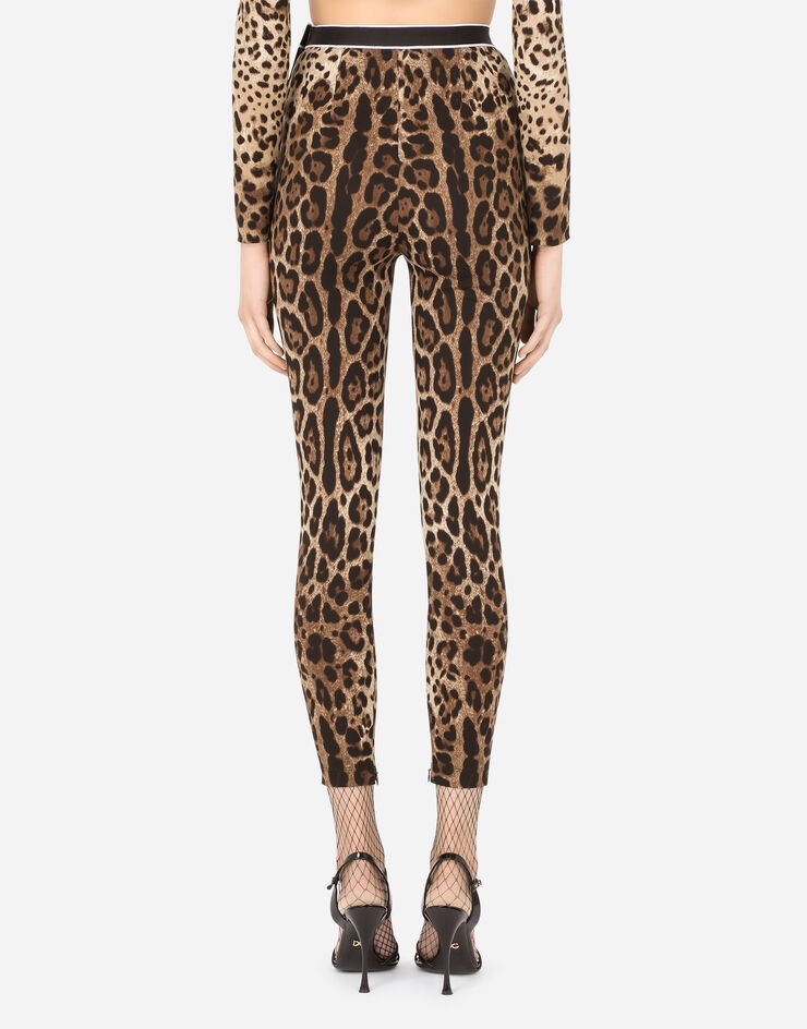 Leopard-print charmeuse leggings with branded elastic - 2