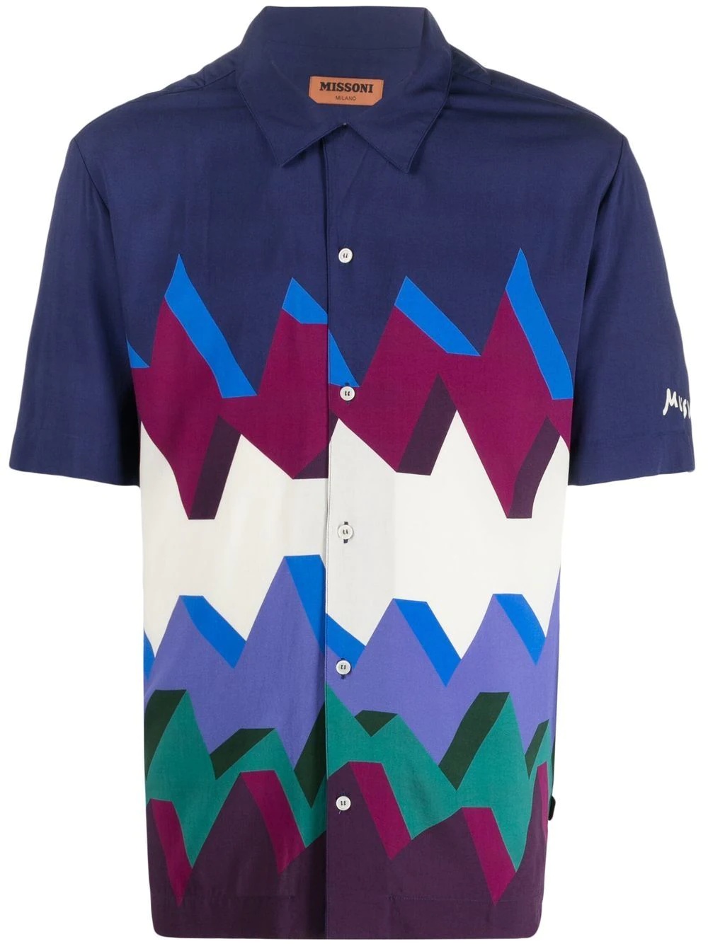 zigzag-print short-sleeved shirt - 1