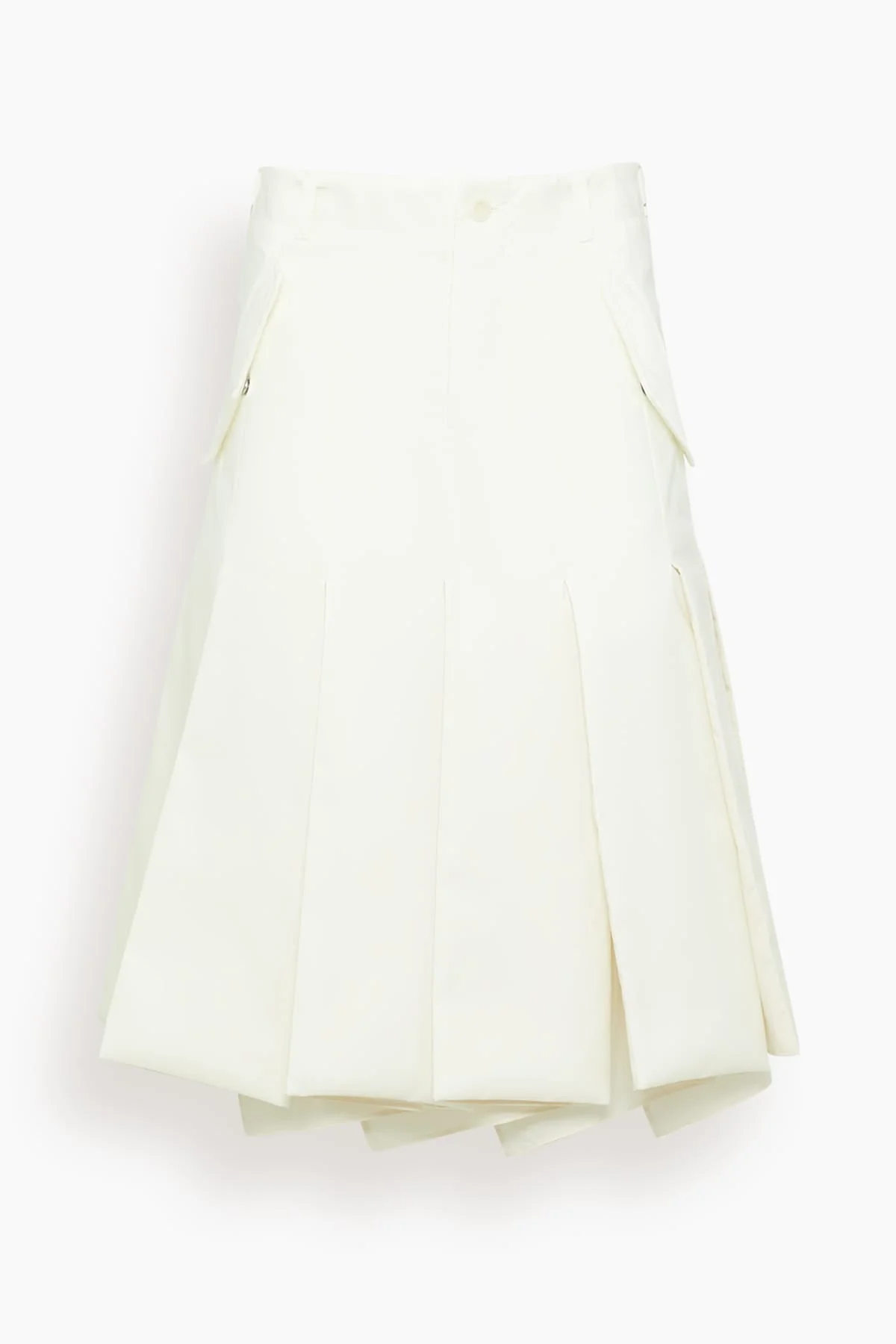 Pleated Twill Skirt in Off White - 1