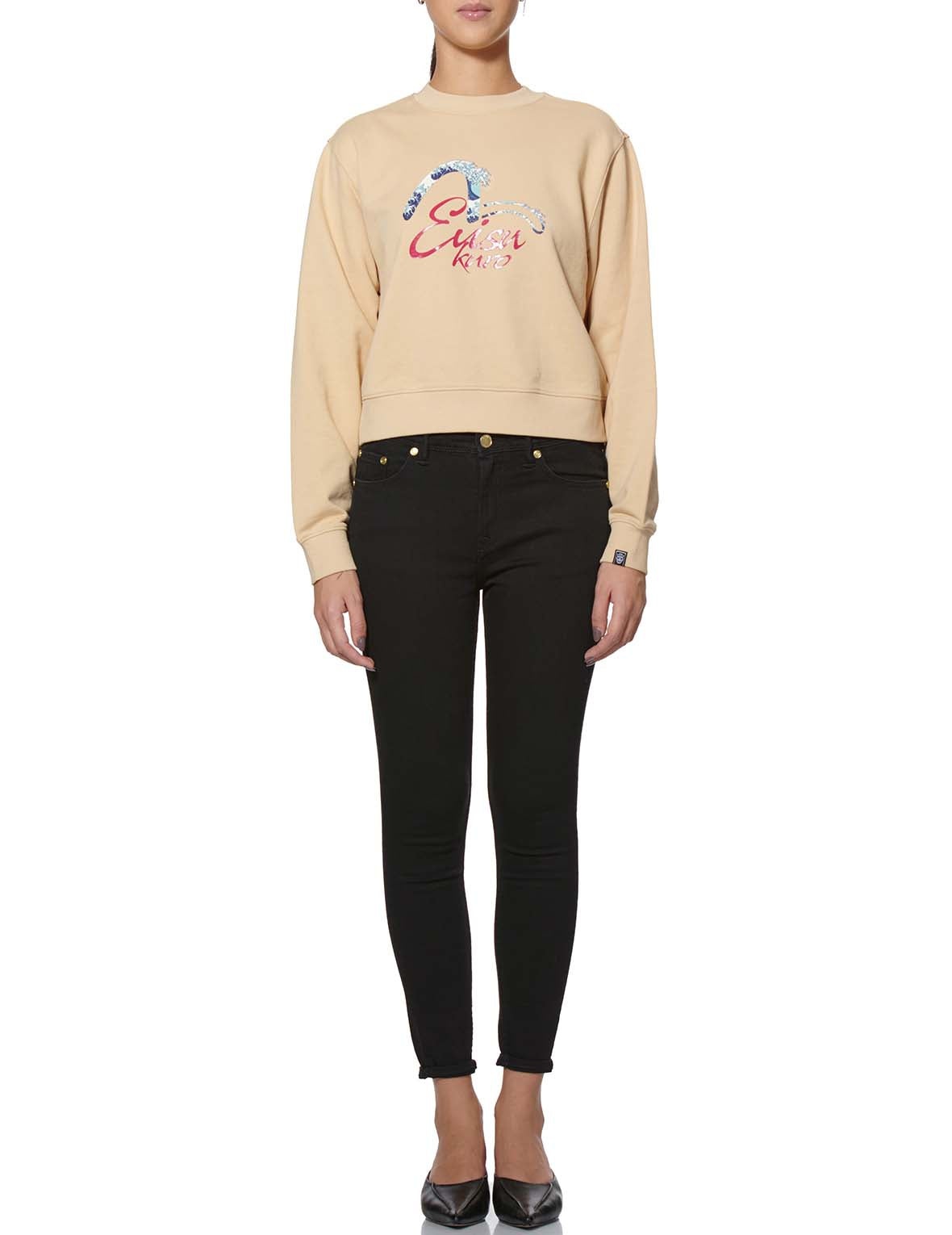 Ukiyo-E and Seagull Print Cropped Sweatshirt - 6
