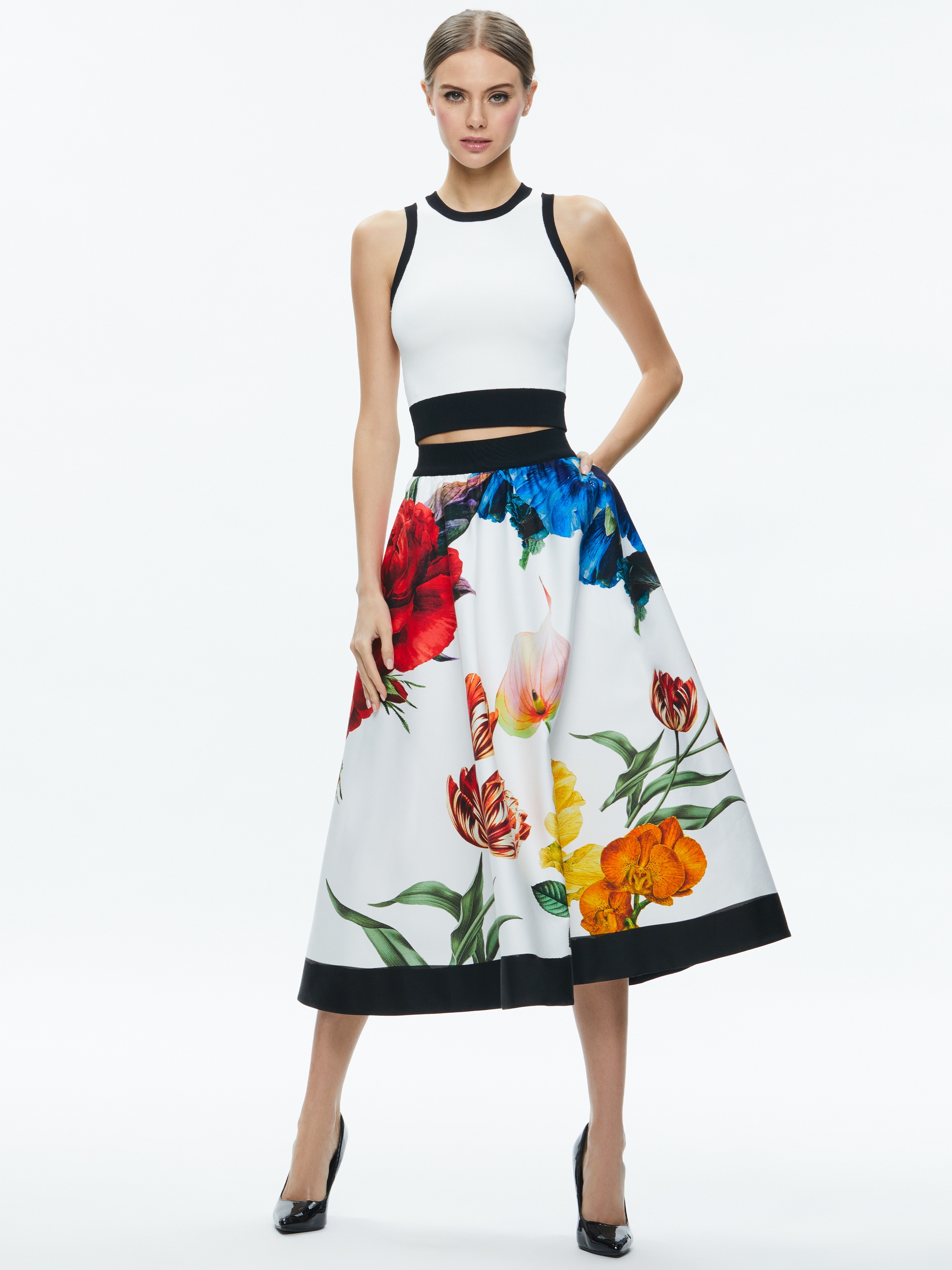 EARLA HIGH RISE FLARED MIDI SKIRT - 6