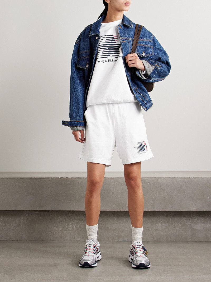 Sporty & Rich + Adidas Originals Printed Cotton-jersey Shorts outlook