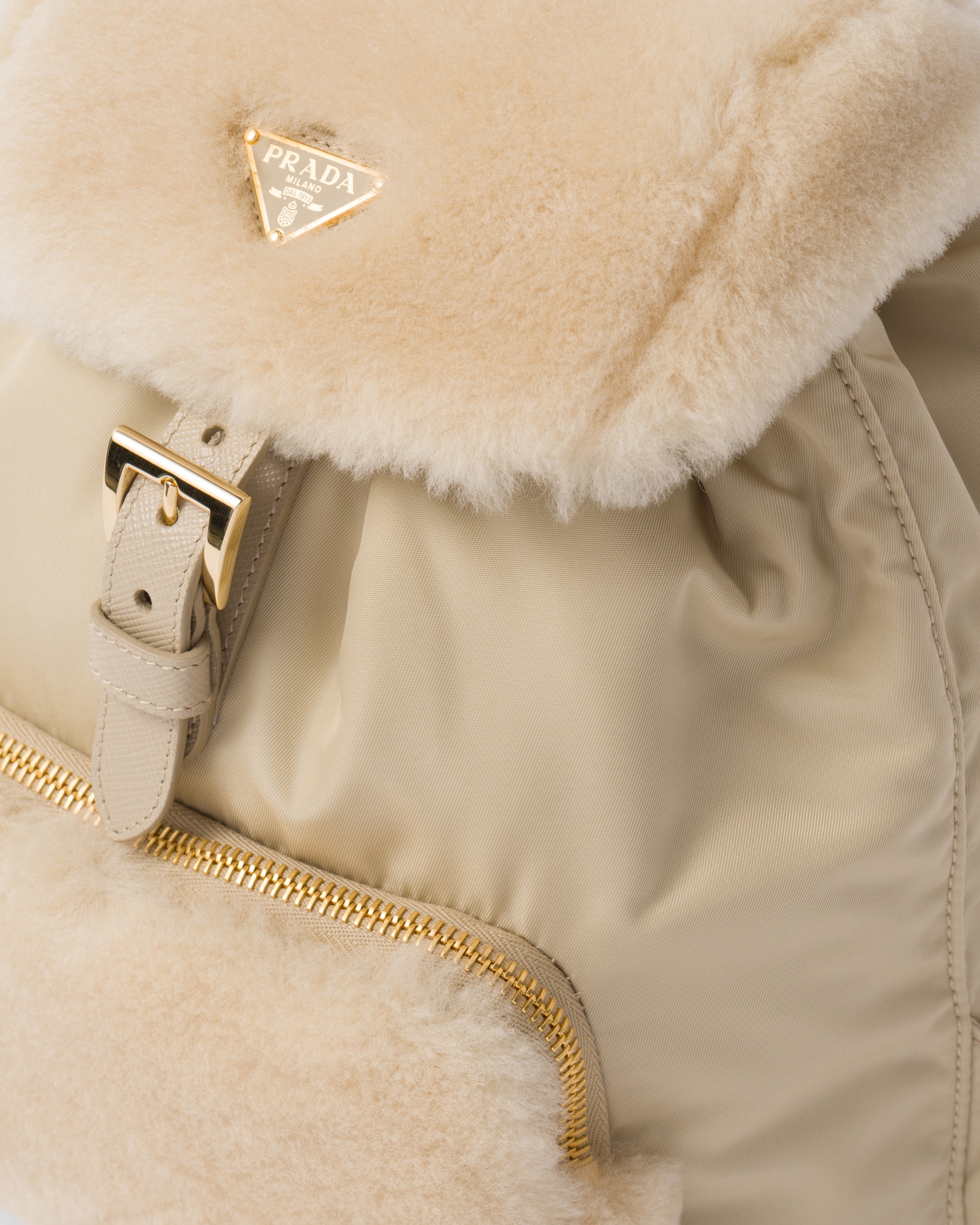 Re-Nylon and shearling backpack - 6