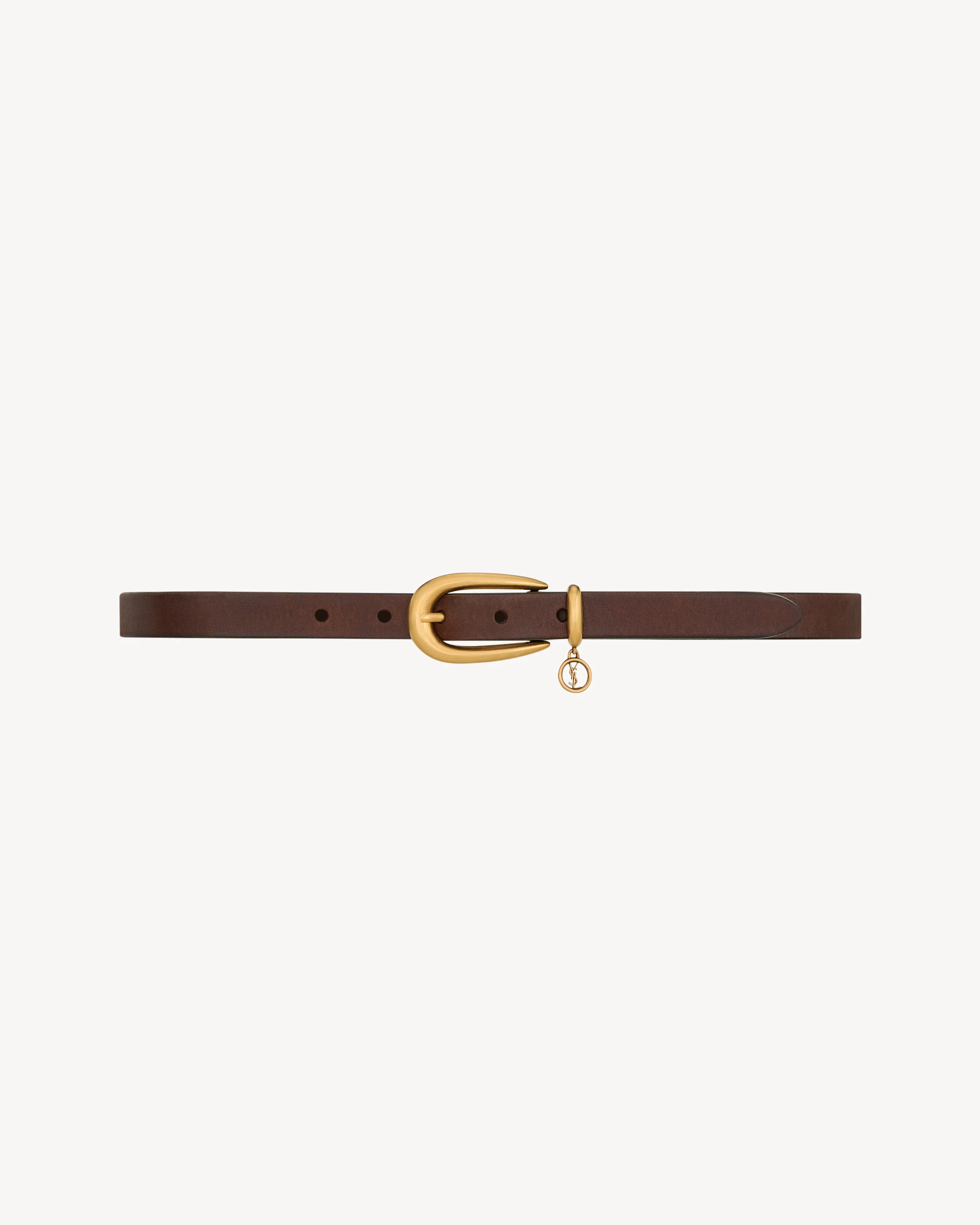 CASSANDRE CHARM ELONGATED BUCKLE THIN BELT IN LEATHER - 1