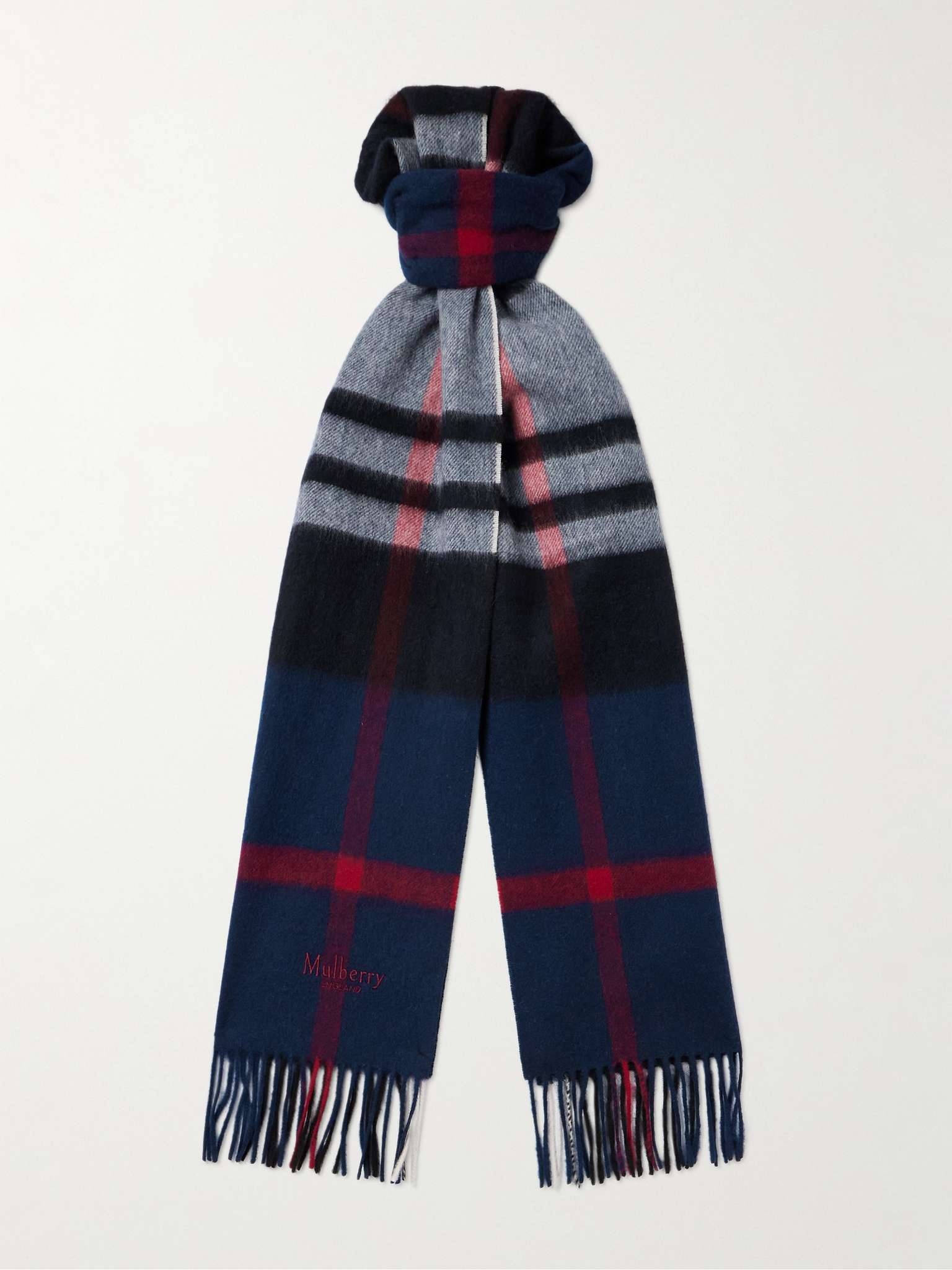 Logo-Appliquéd Fringed Checked Wool Scarf - 1