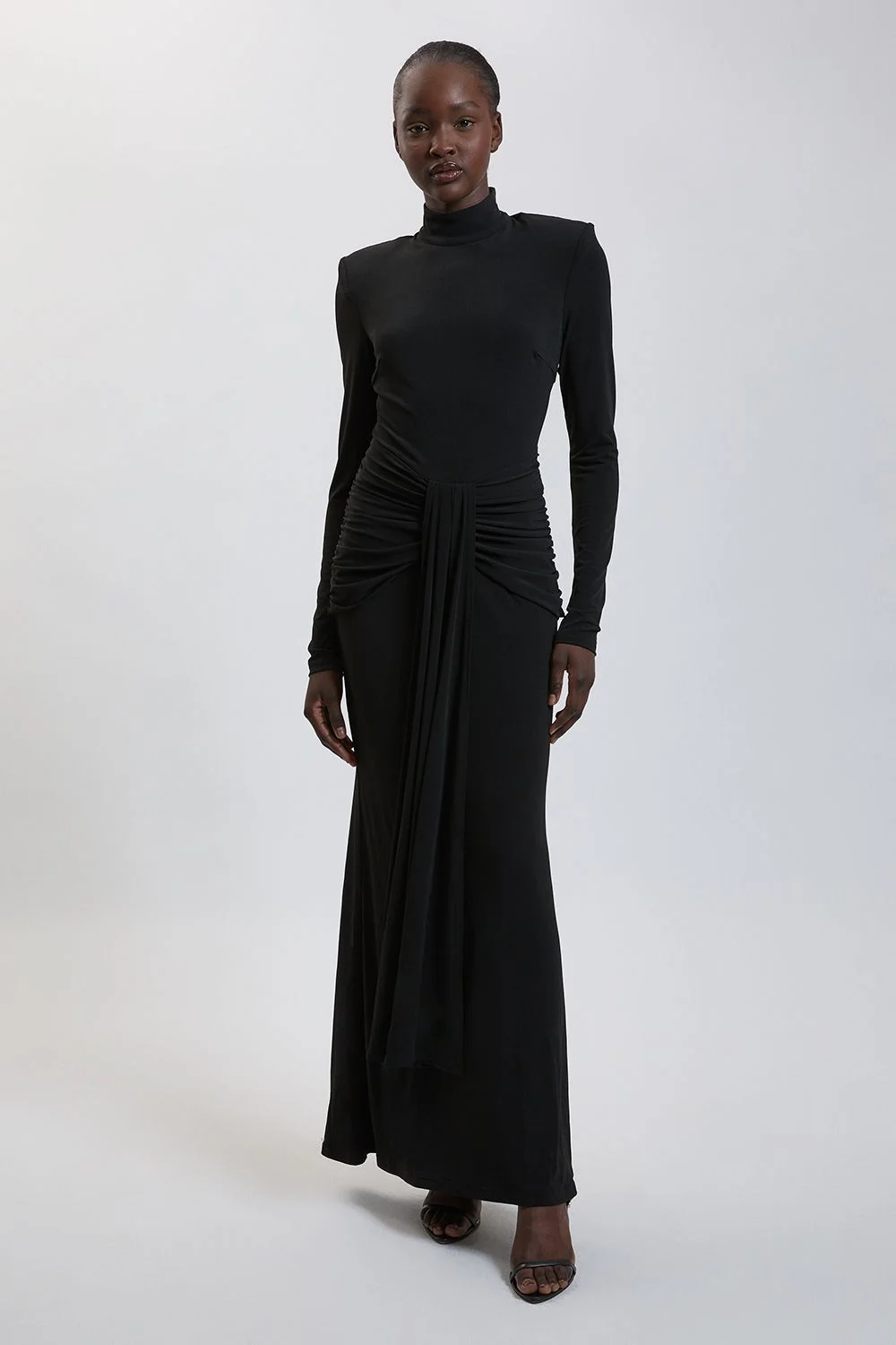 Drapey Crepe Jersey Open Back Detail Maxi Dress - 1