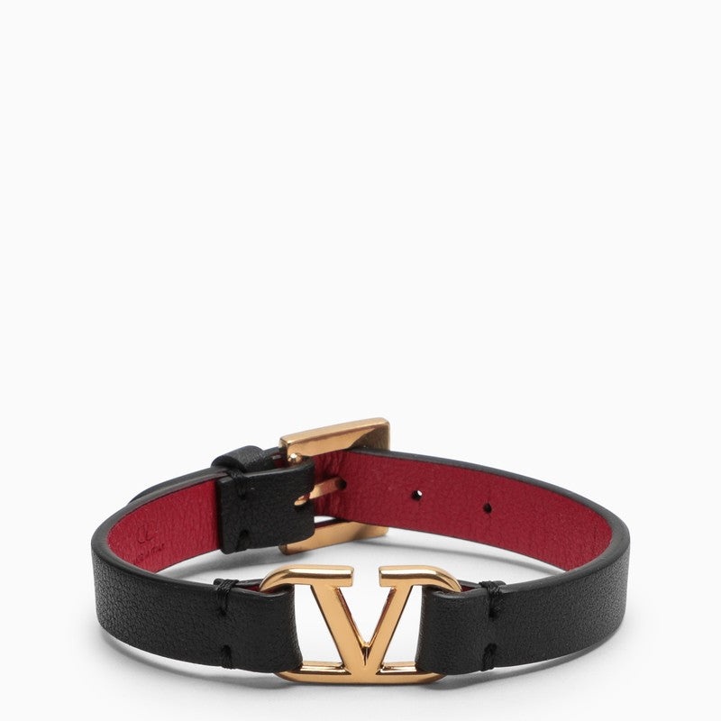 Valentino Garavani Black Leather Vlogo Signature Bracelet Women - 1