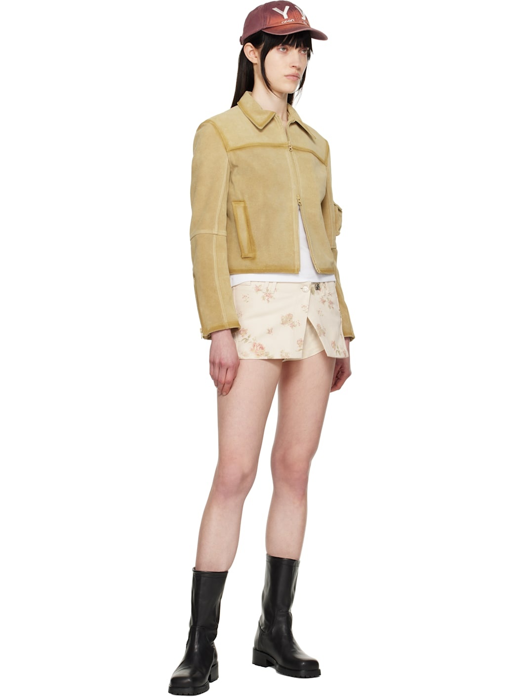 Beige Single Rider Suede Jacket - 4