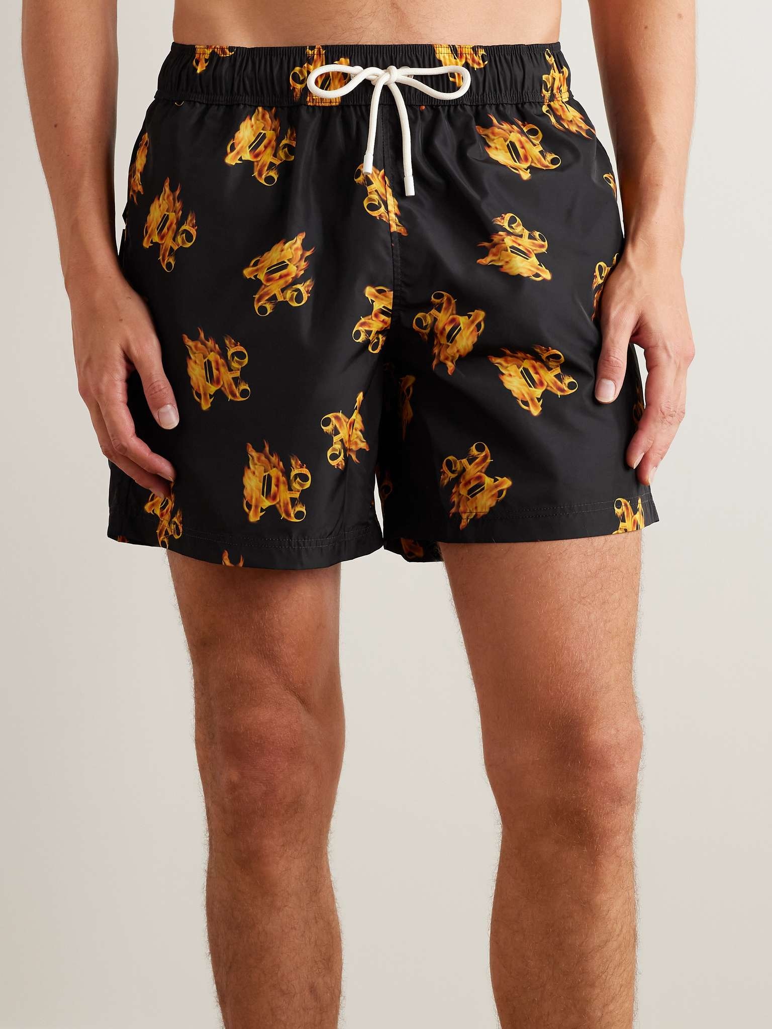 Straight-Leg Mid-Length Logo-Print Swim Shorts - 2