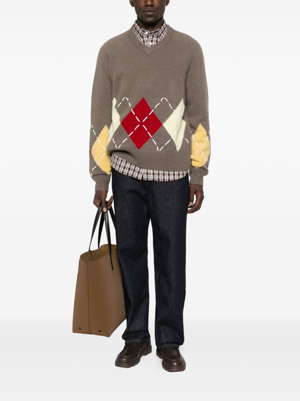 Sloane argyle V-neck sweater - 2