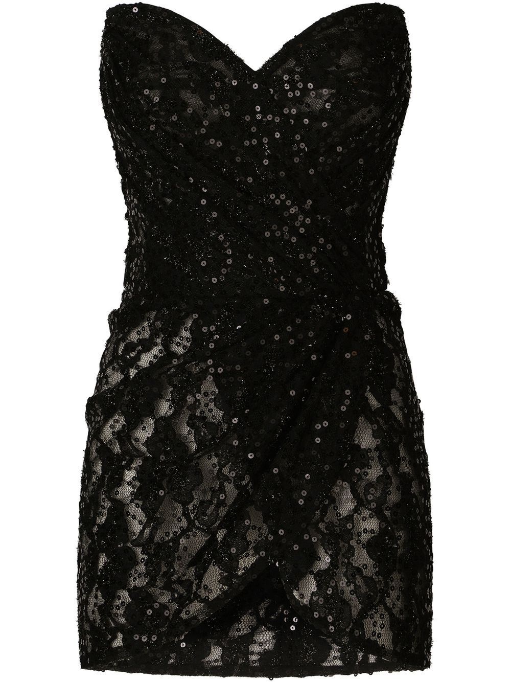 sequin-embellished strapless dress - 1